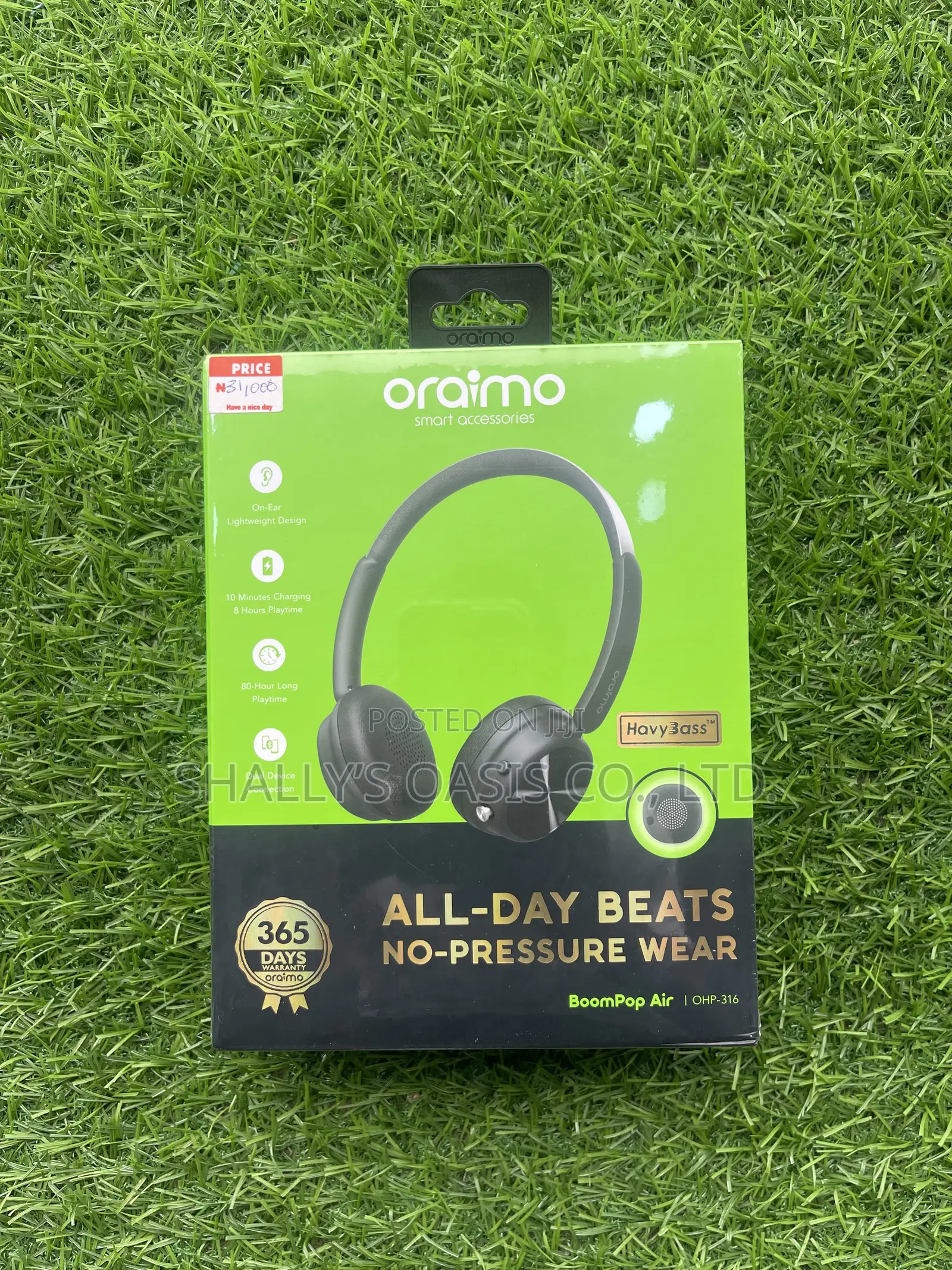 Brand New Oraimo BoomPop Air Wireless on-Ear Headphones - 80-Hours