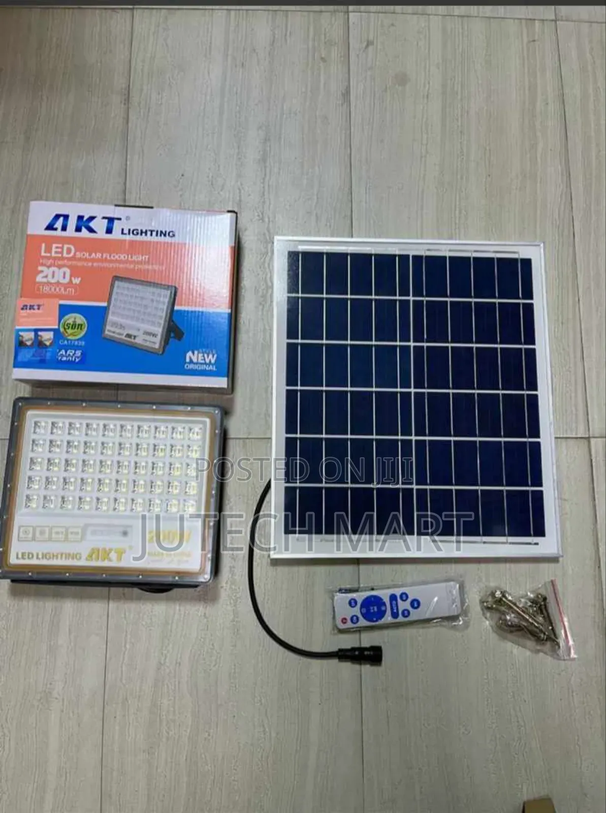 AKT 200W LED Solar Flood Light With Solar Panel, Remote Control