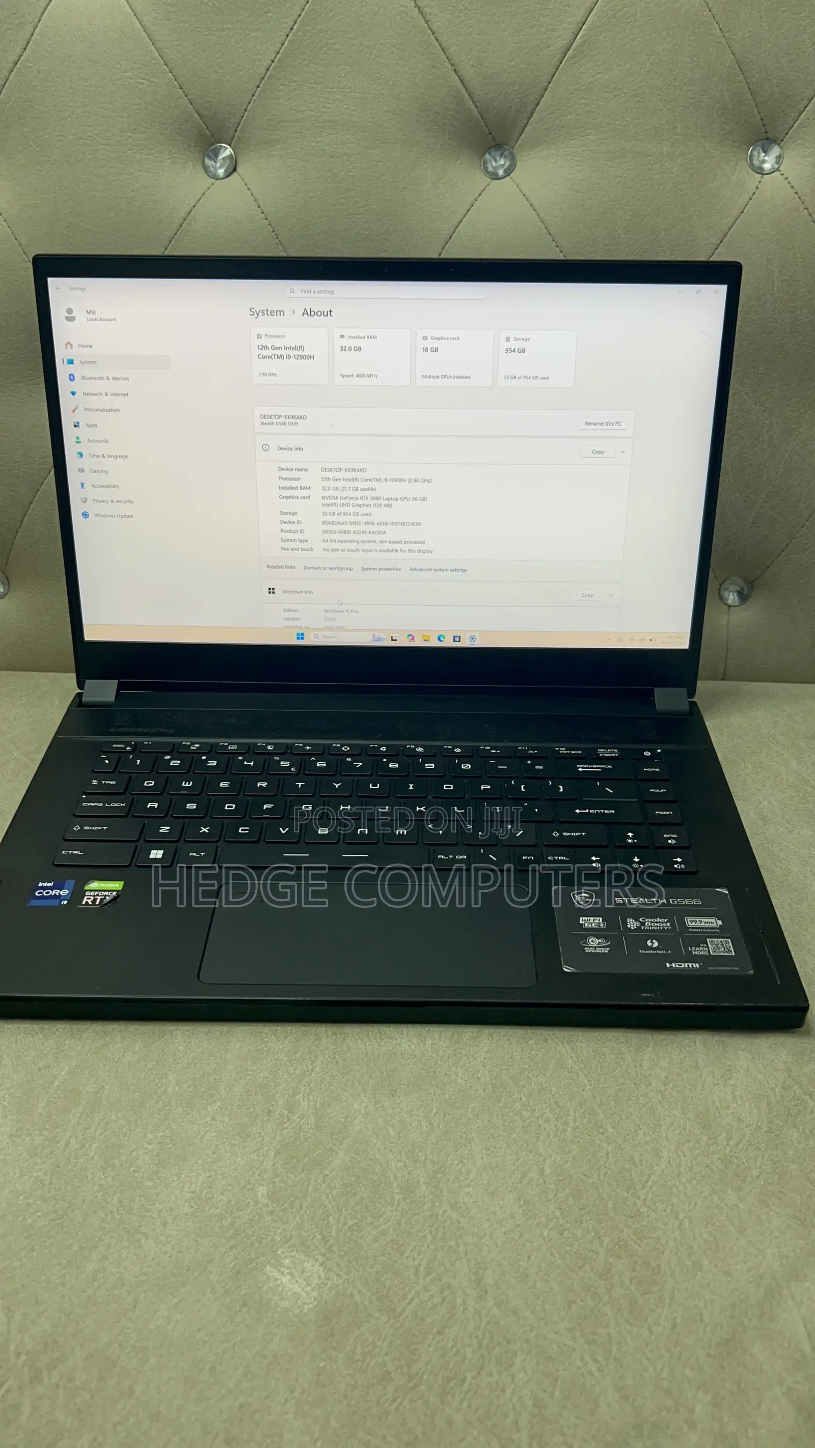 Laptop MSI GS66 Stealth 12UHS 32GB Intel Core i9 SSD 1T