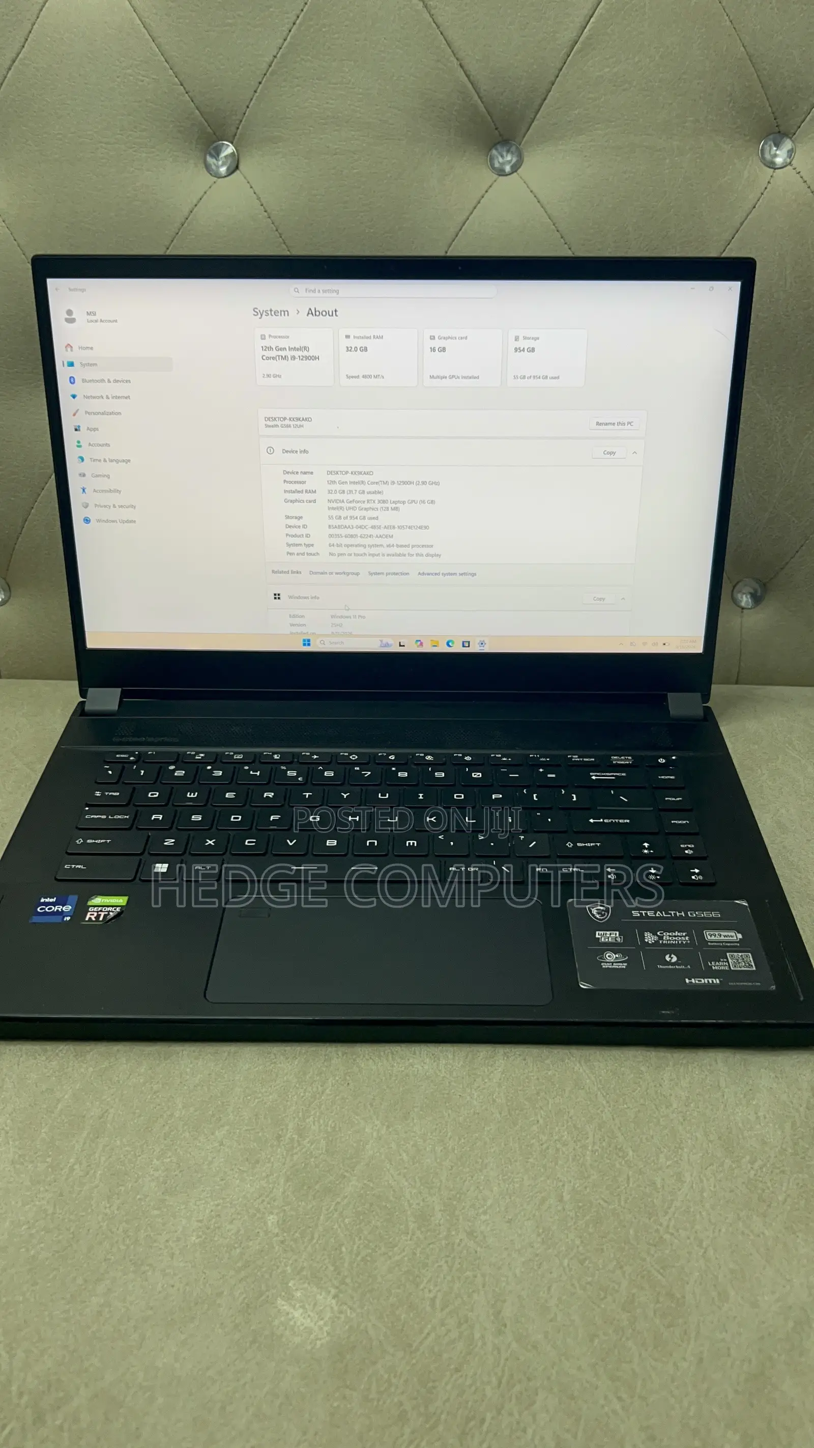 Laptop MSI GS66 Stealth 12UHS 32GB Intel Core i9 SSD 1T