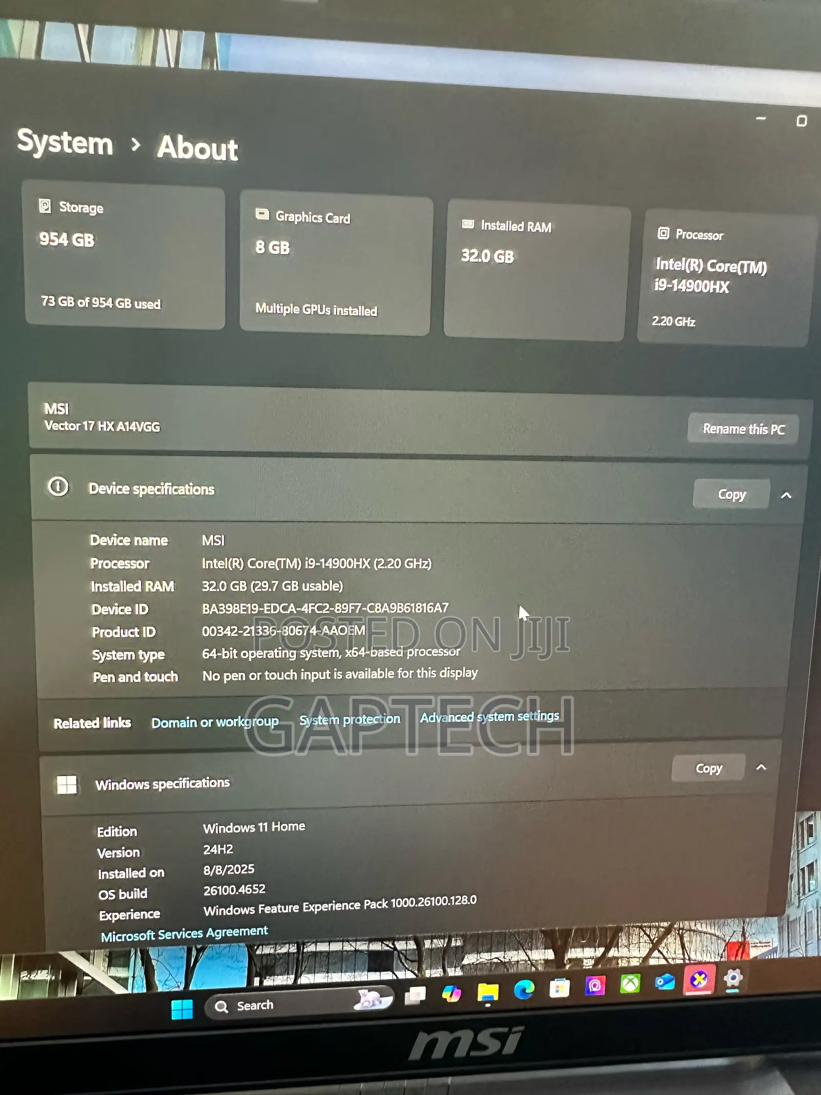 Laptop MSI Vector 17 HX AI A2XWJG 32GB Intel Core i9 SSD 1T