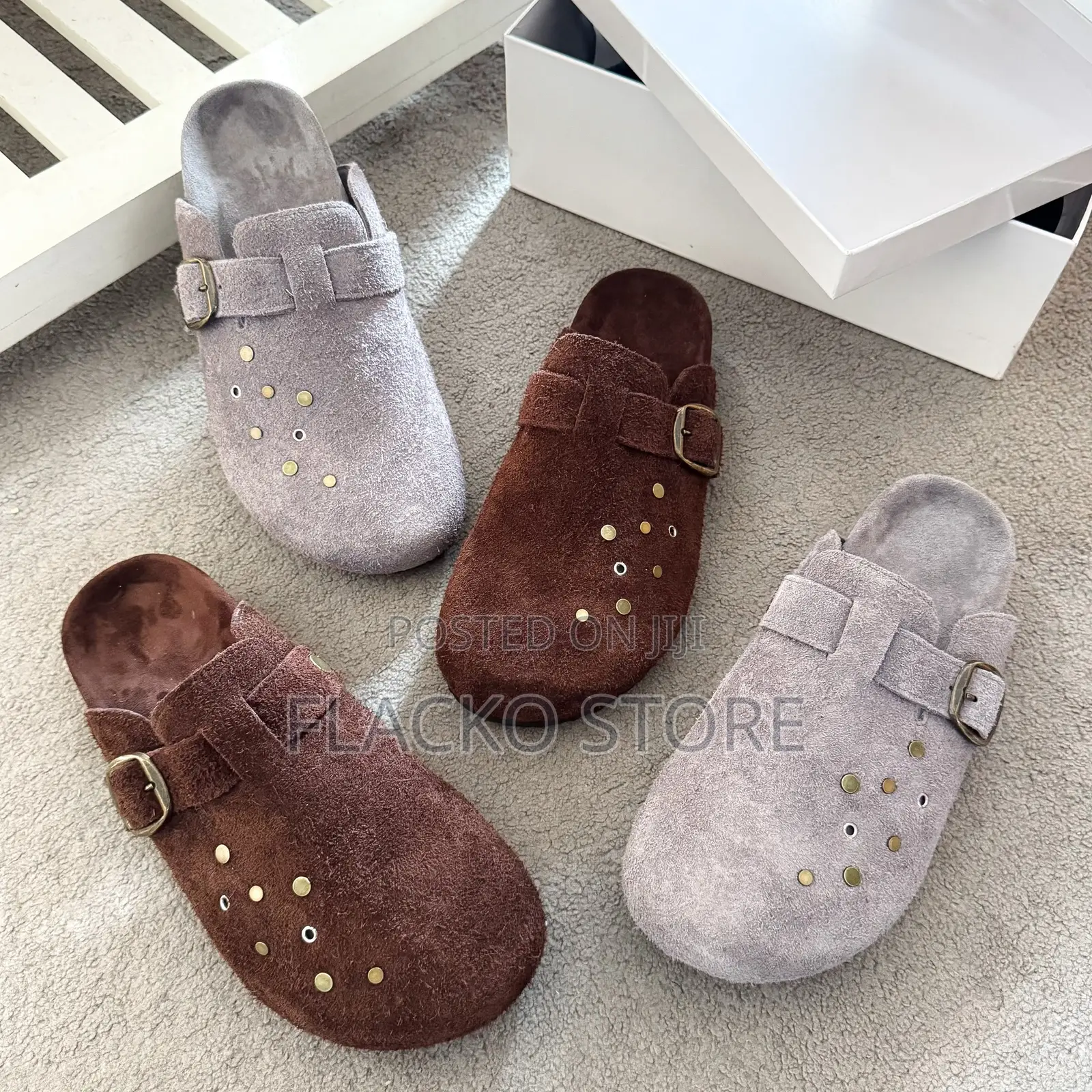 High Quality Studded Suede Birkenstock Mules