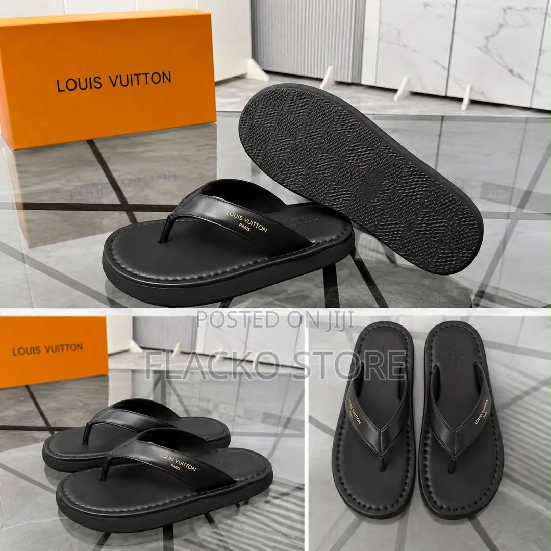 Exclusive Louis Vuitton Leather High Sole Slippers