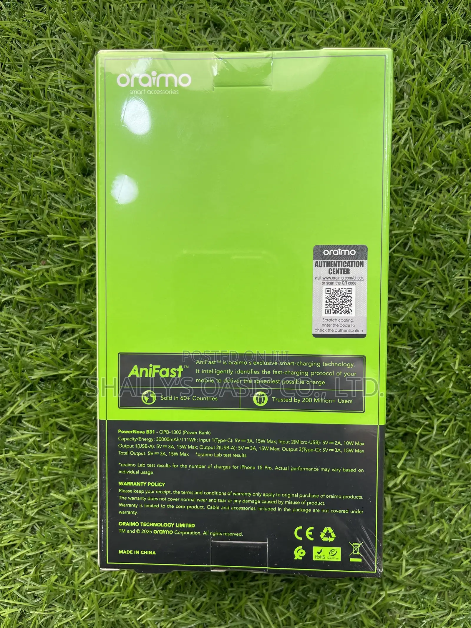 Original Oraimo PowerNova B31 (30,000mAh) 15W Fast Charge Power Bank