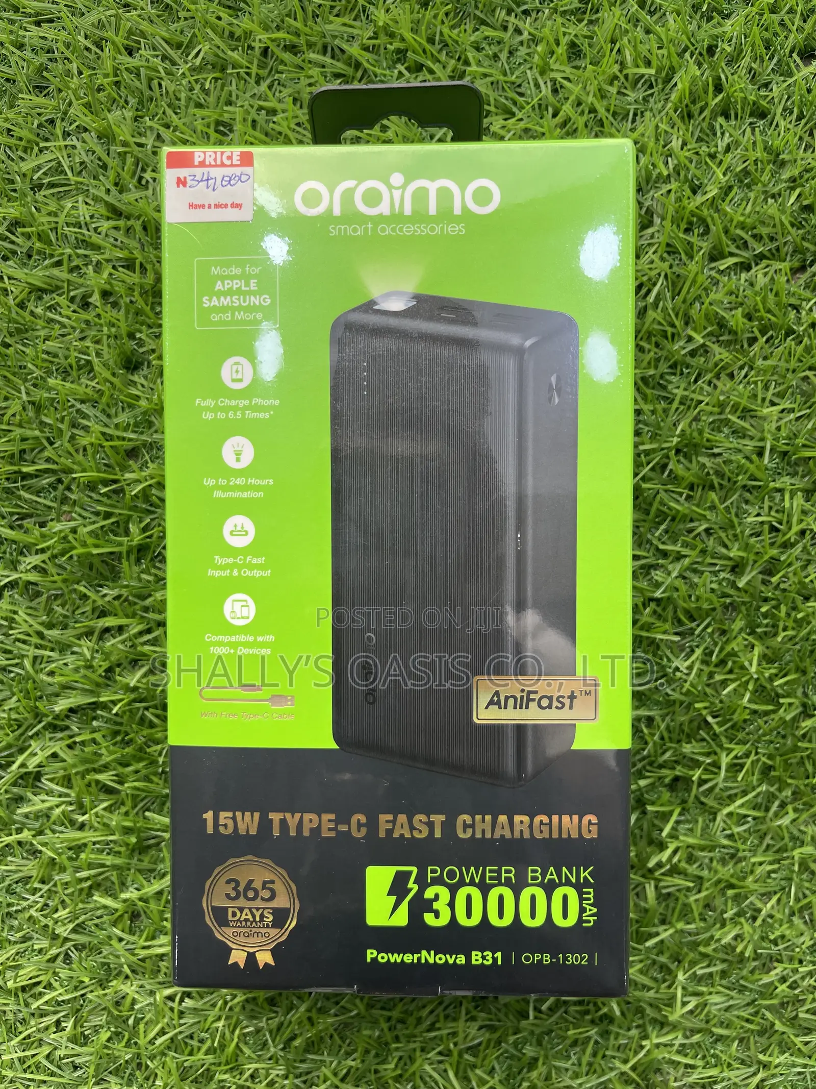 Original Oraimo PowerNova B31 (30,000mAh) 15W Fast Charge Power Bank