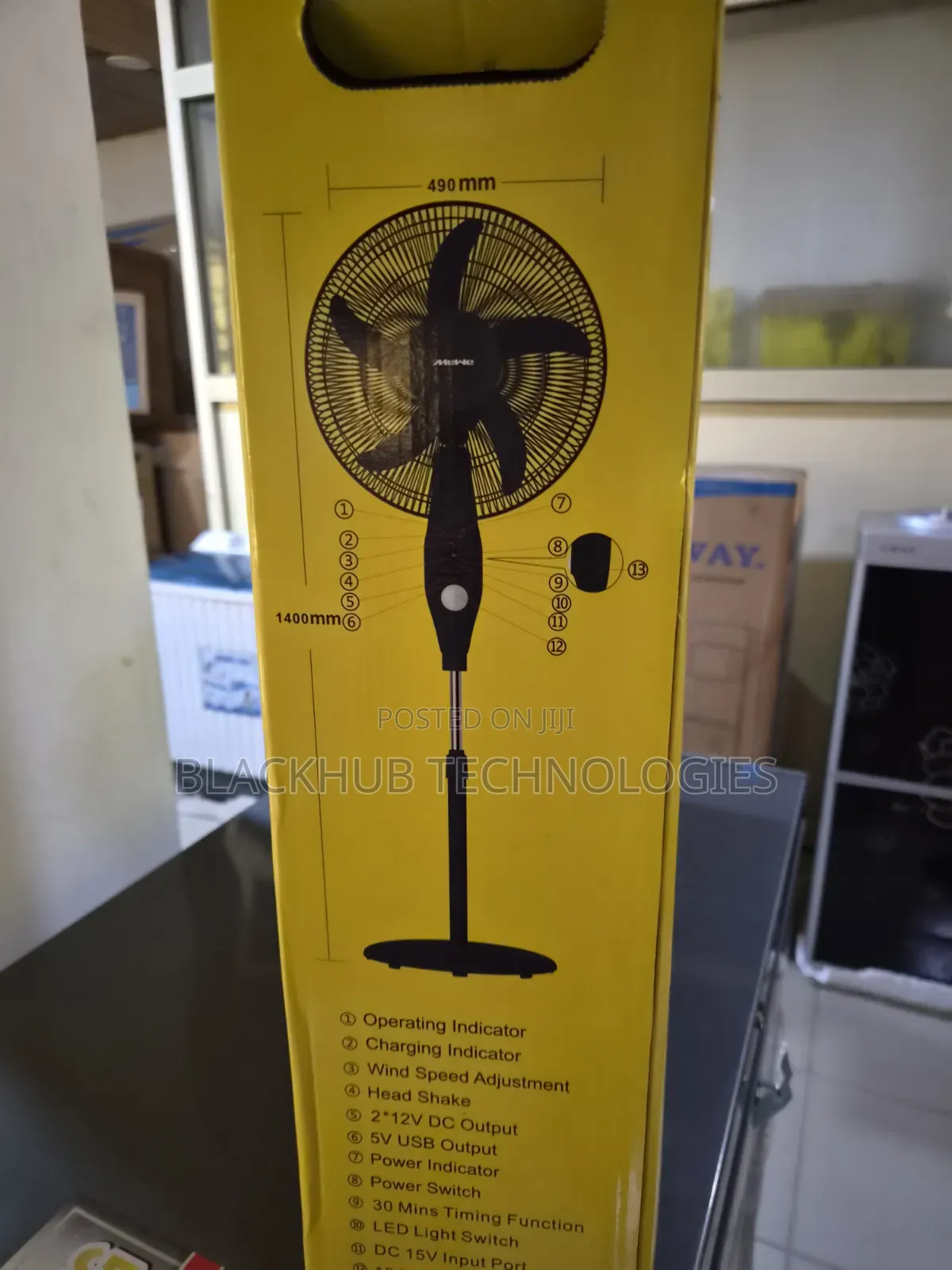 Mewe Rechargeable Standing Fan 18 Inches Blade With Free Solar Panel
