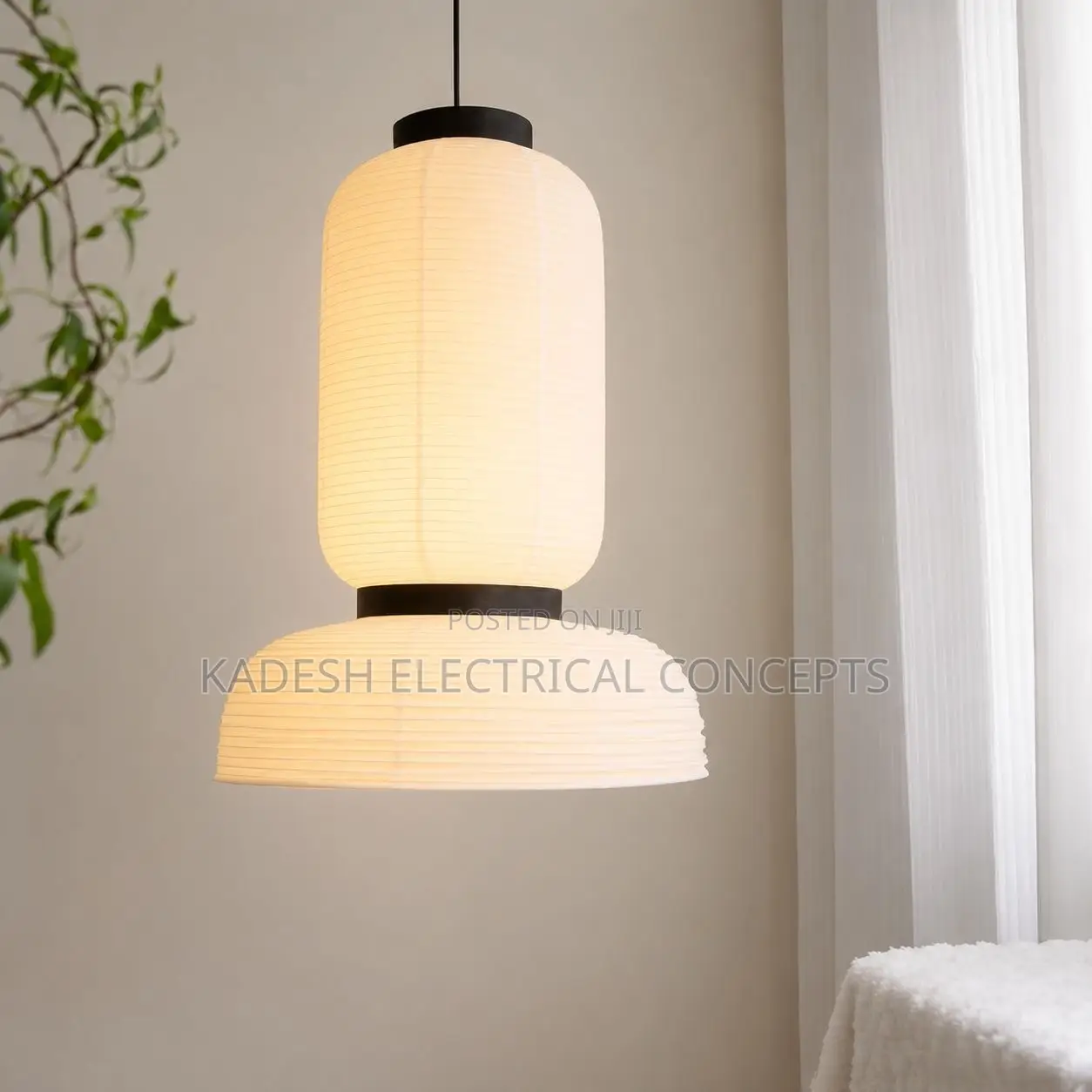 Wabi Sabi Rice Paper Pendant Lamp LED Chandelier for LivingRoomCeiling