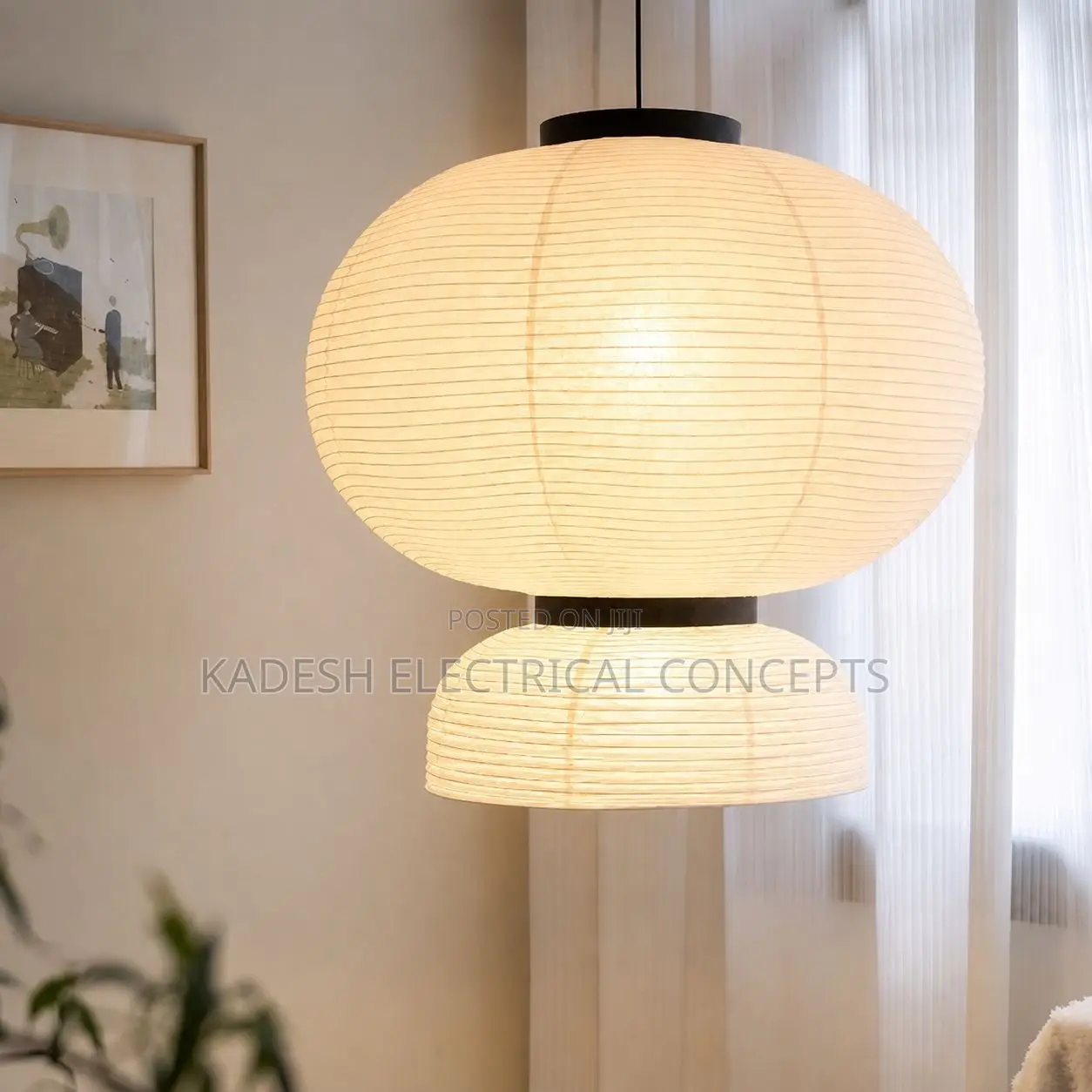 Wabi Sabi Rice Paper Pendant Lamp LED Chandelier for LivingRoomCeiling