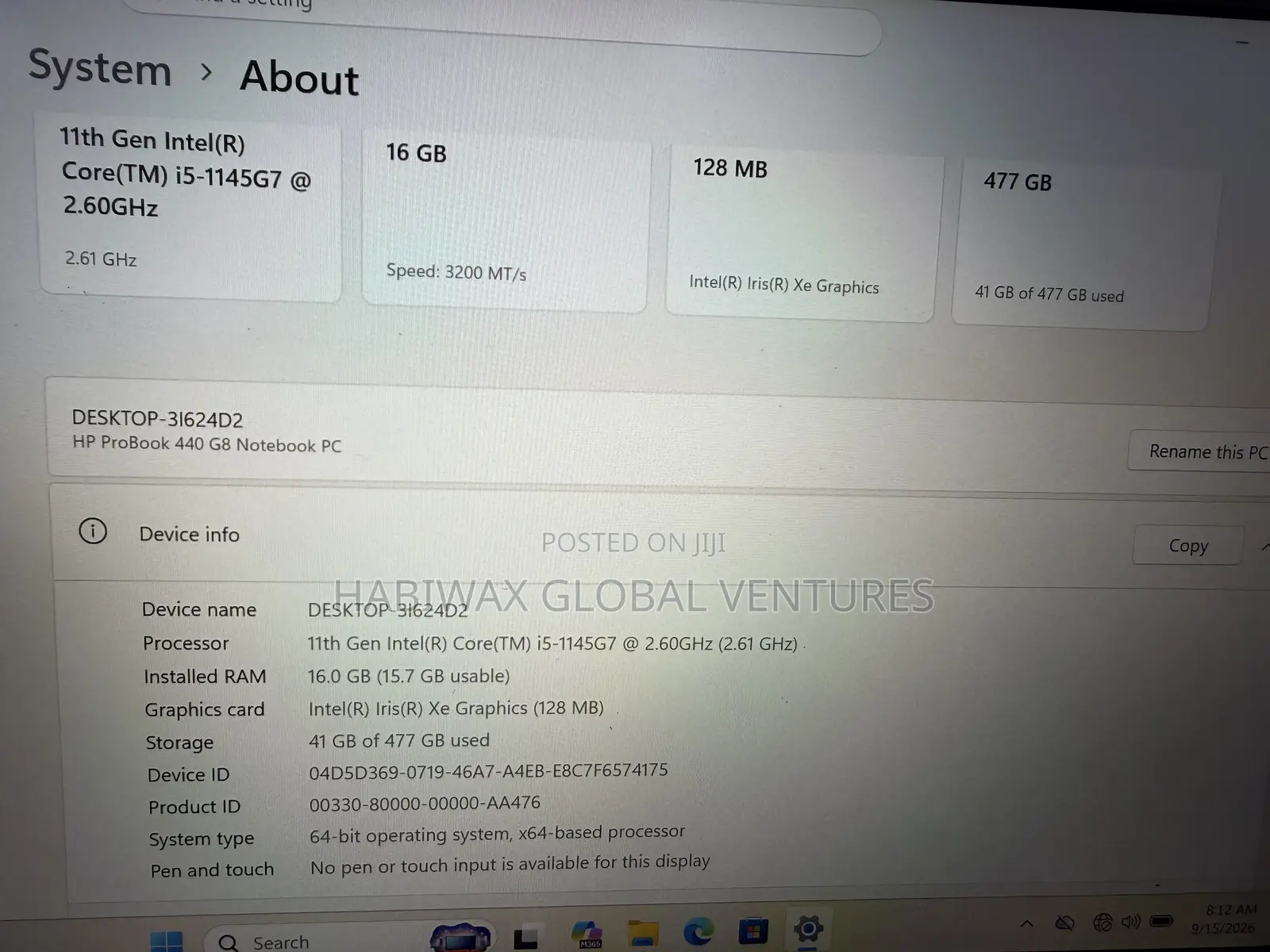 Laptop HP ProBook 440 G8 16GB Intel Core i5 SSD 512GB