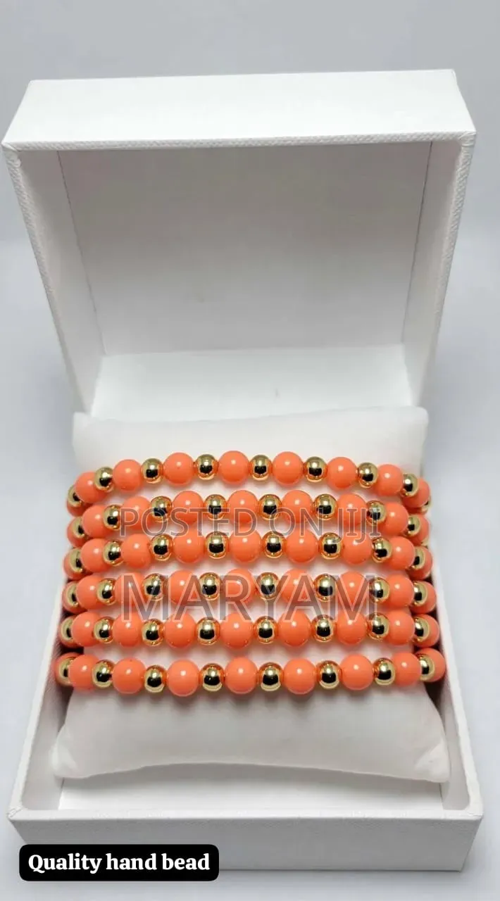 Gold-Bead Stack Bracelets – Set of 6