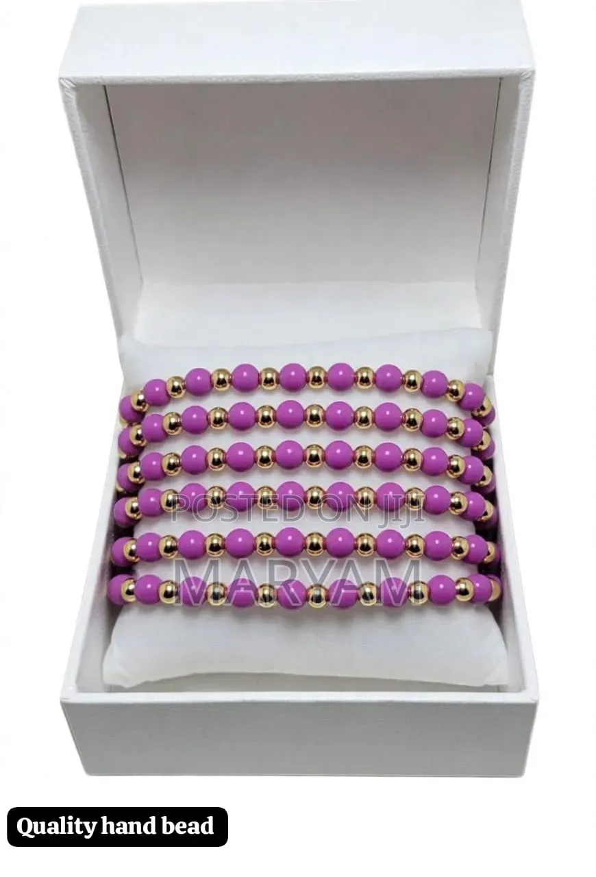 Gold-Bead Stack Bracelets – Set of 6