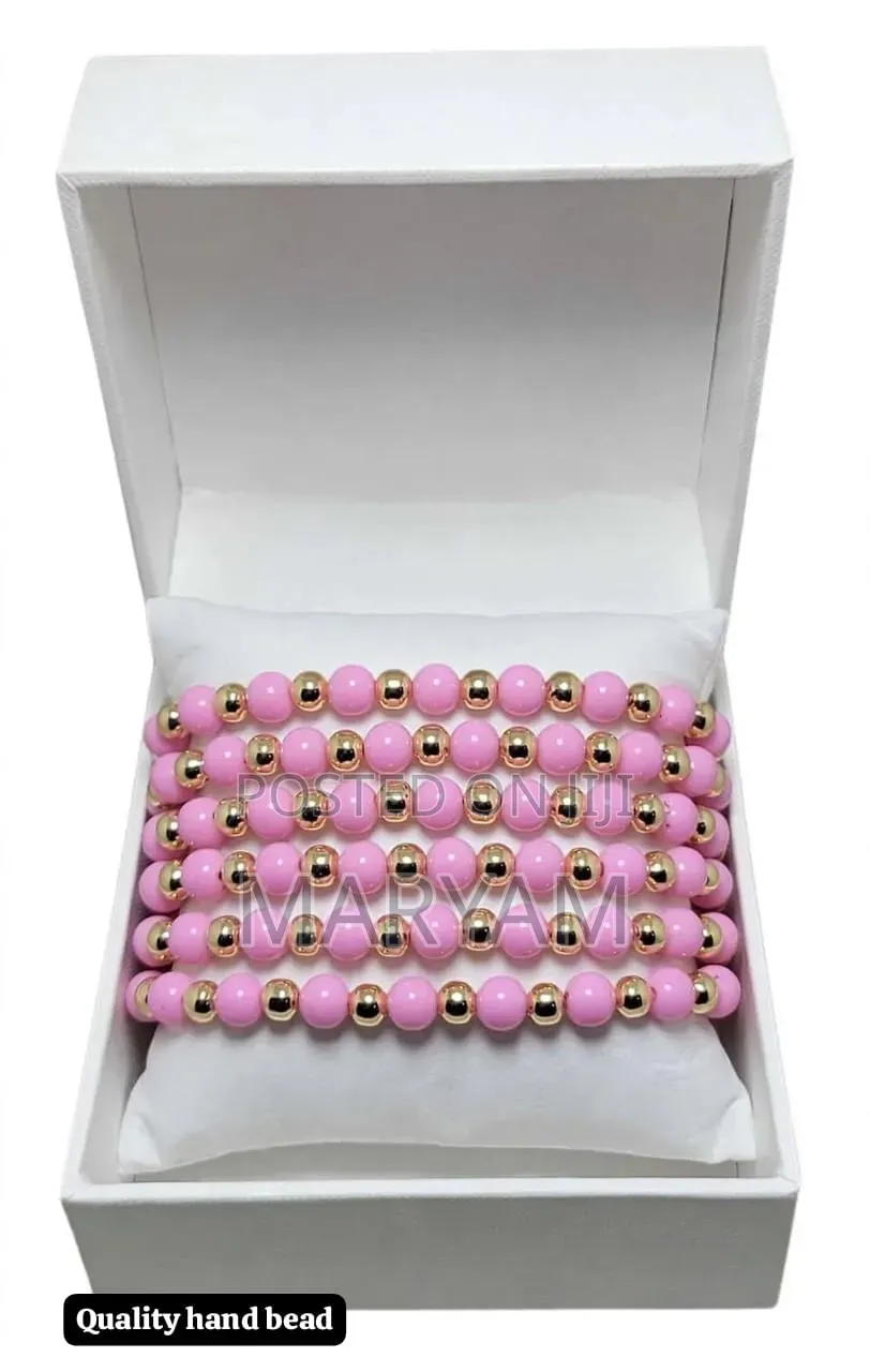 Gold-Bead Stack Bracelets – Set of 6