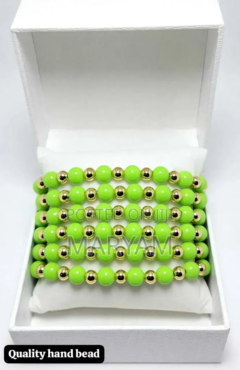 Gold-Bead Stack Bracelets – Set of 6