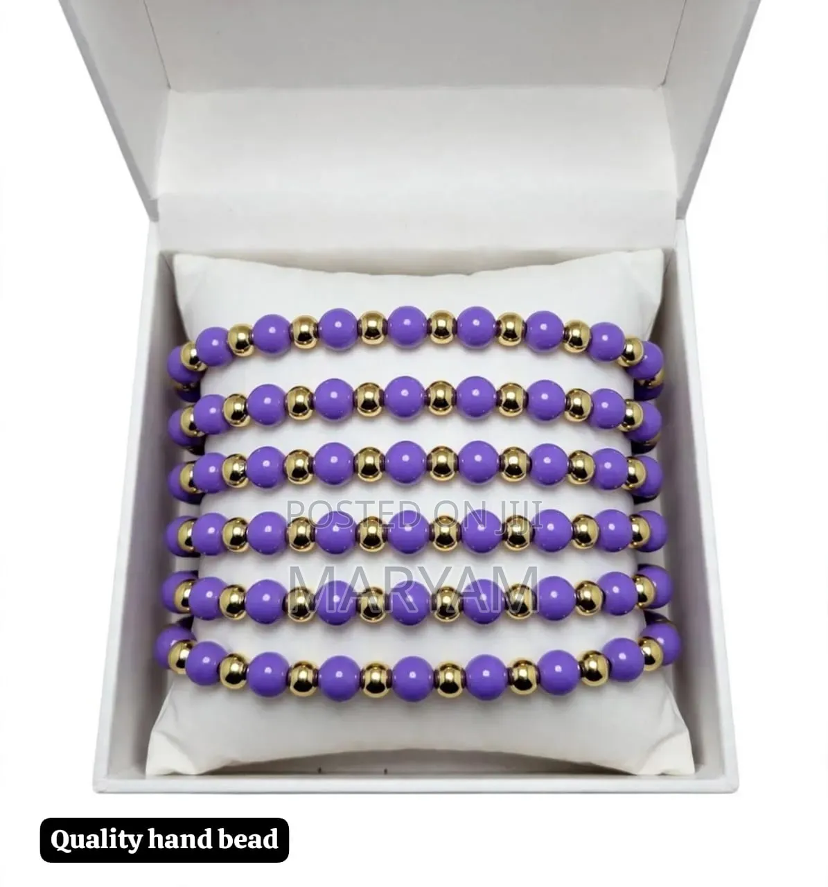 Gold-Bead Stack Bracelets – Set of 6