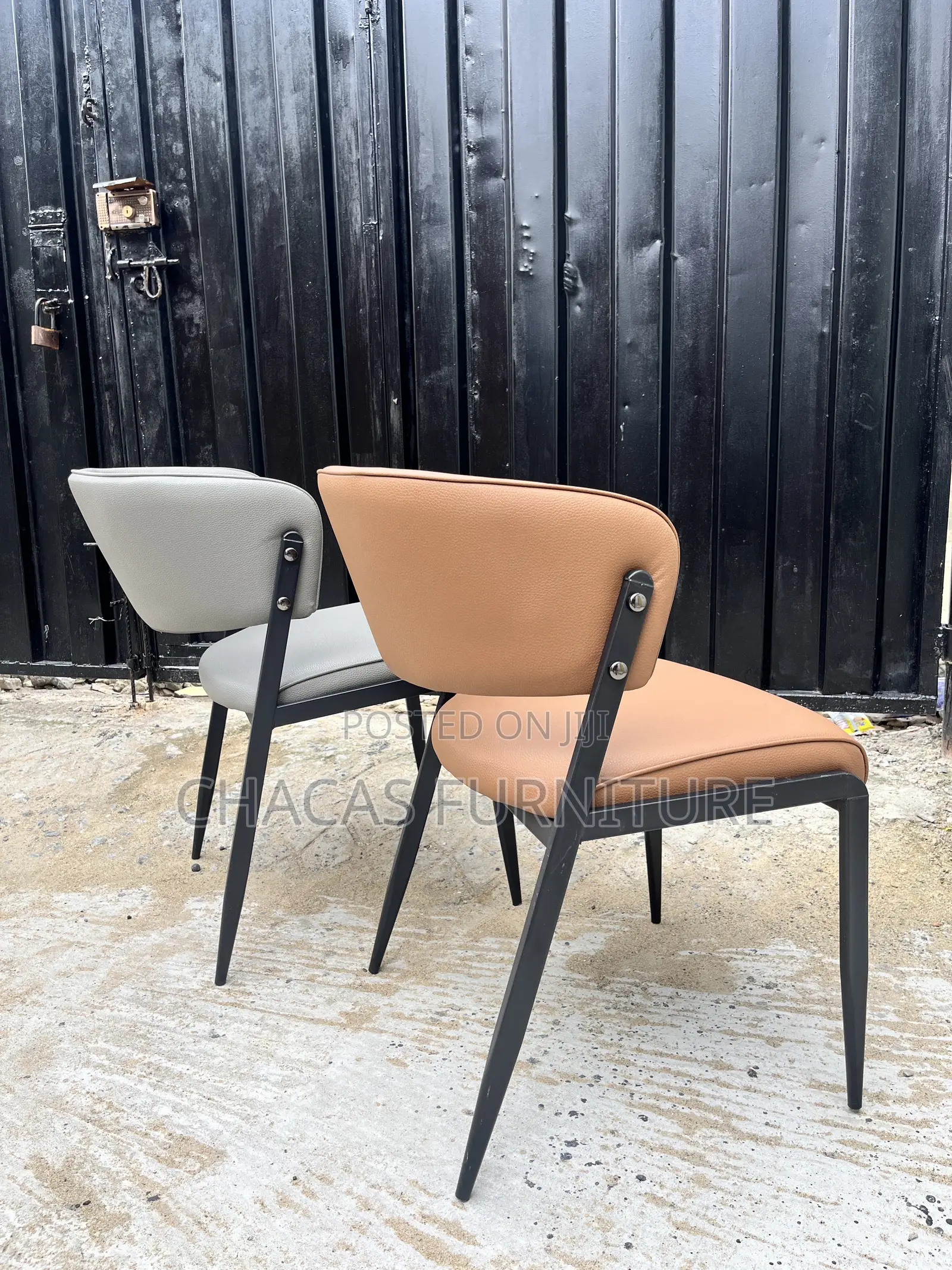 Luxury Curved Leatherette Accent Dining Chair With Metal Frame