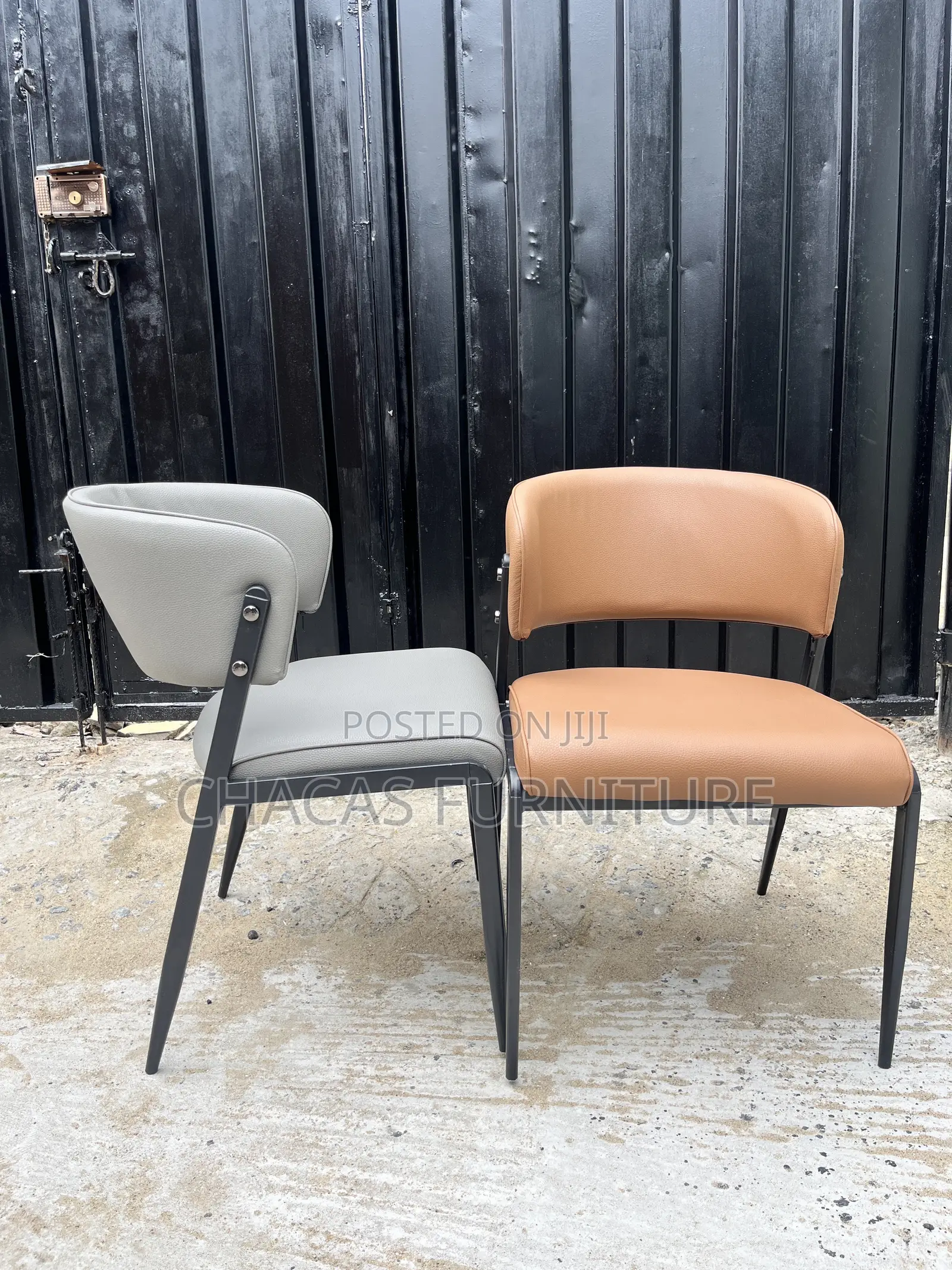 Luxury Curved Leatherette Accent Dining Chair With Metal Frame