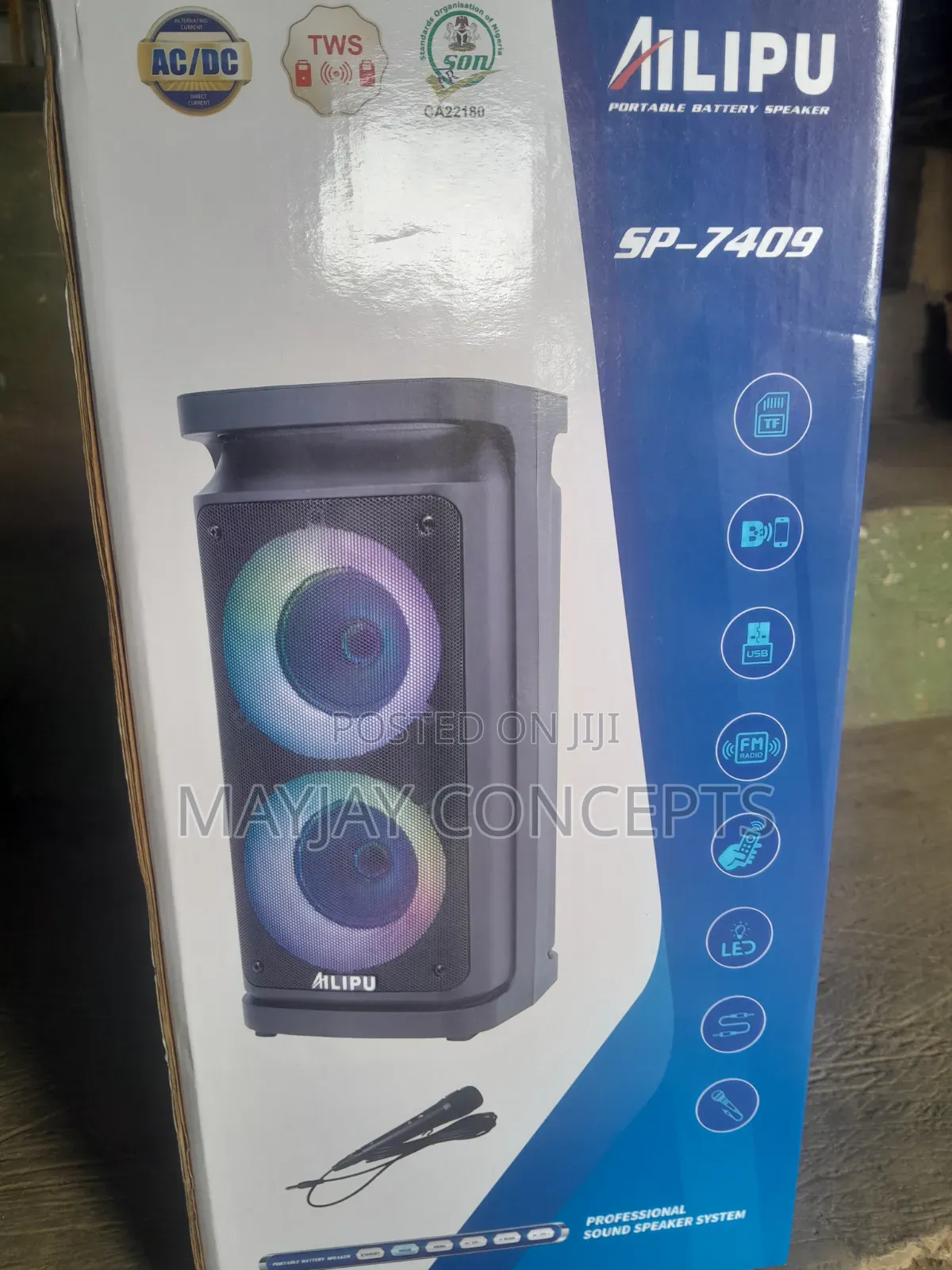 AILIPU SP-7409 40W Portable Bluetooth Speaker With Wireless Mic