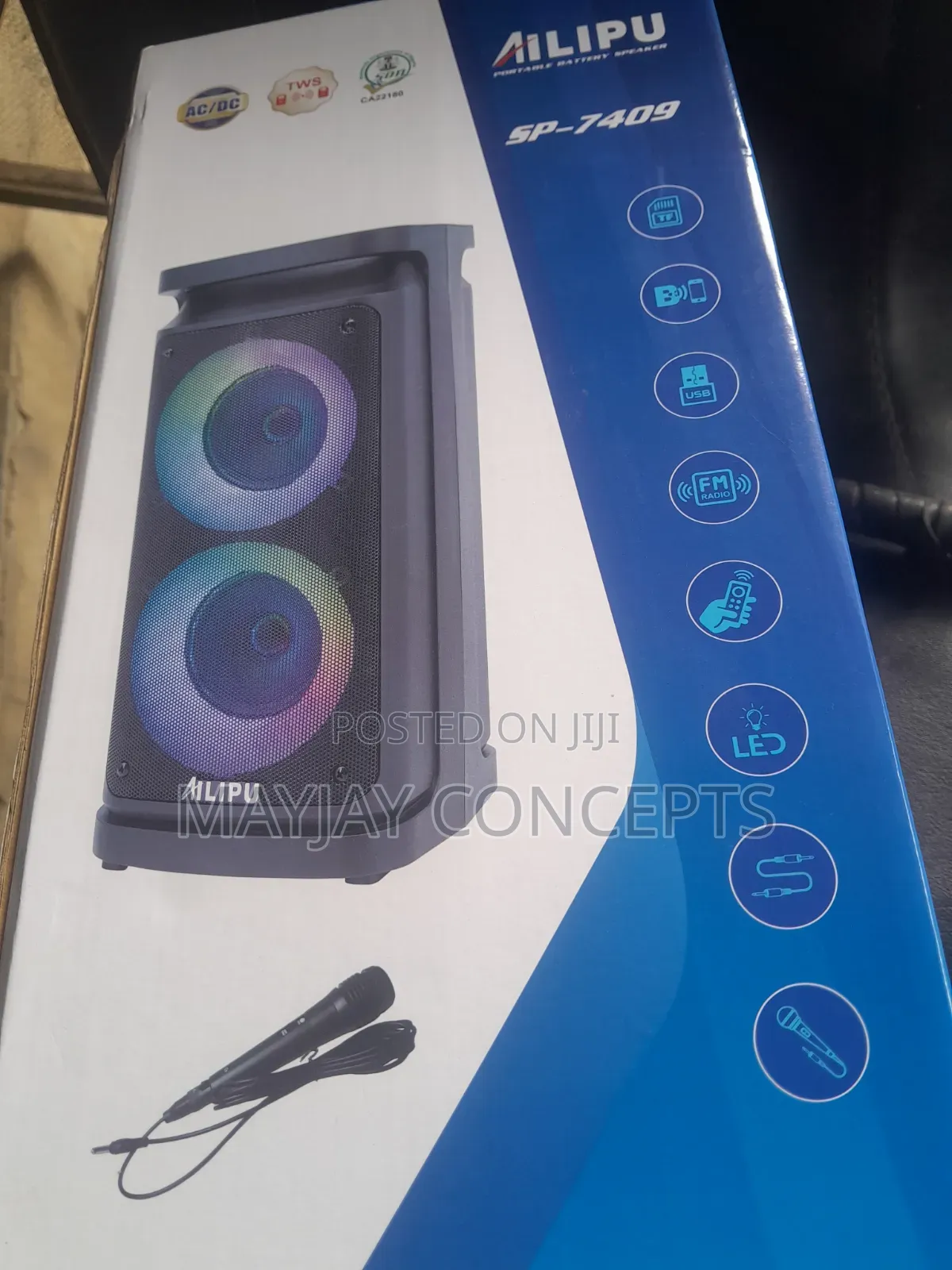 AILIPU SP-7409 40W Portable Bluetooth Speaker With Wireless Mic