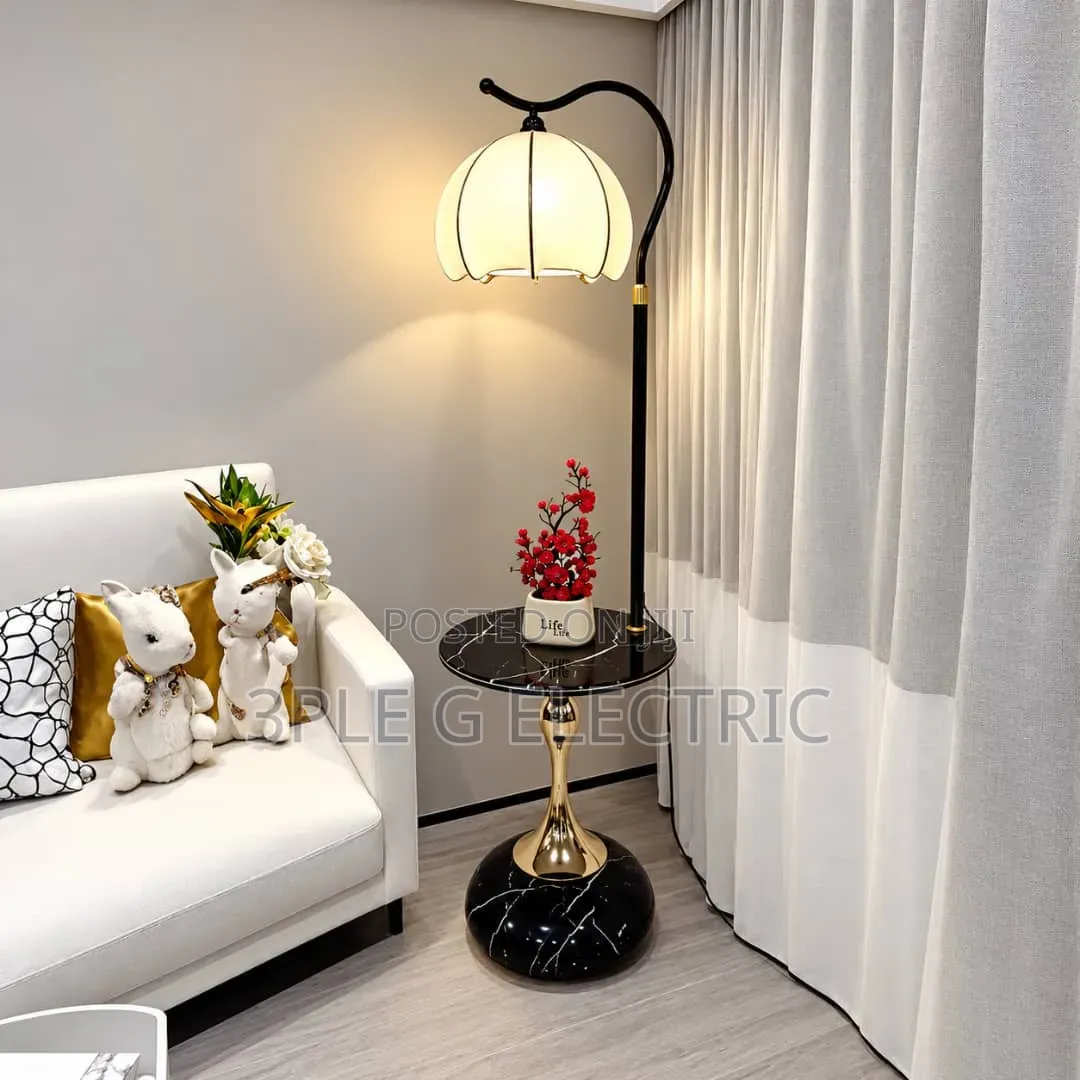 Black Body Marble Top Floor Lamp