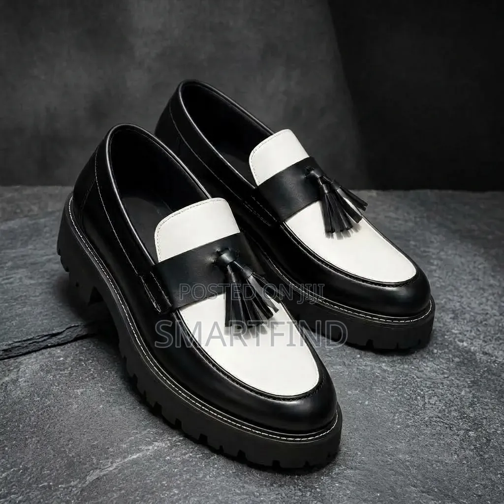 Black/White Premium Leather Shoes