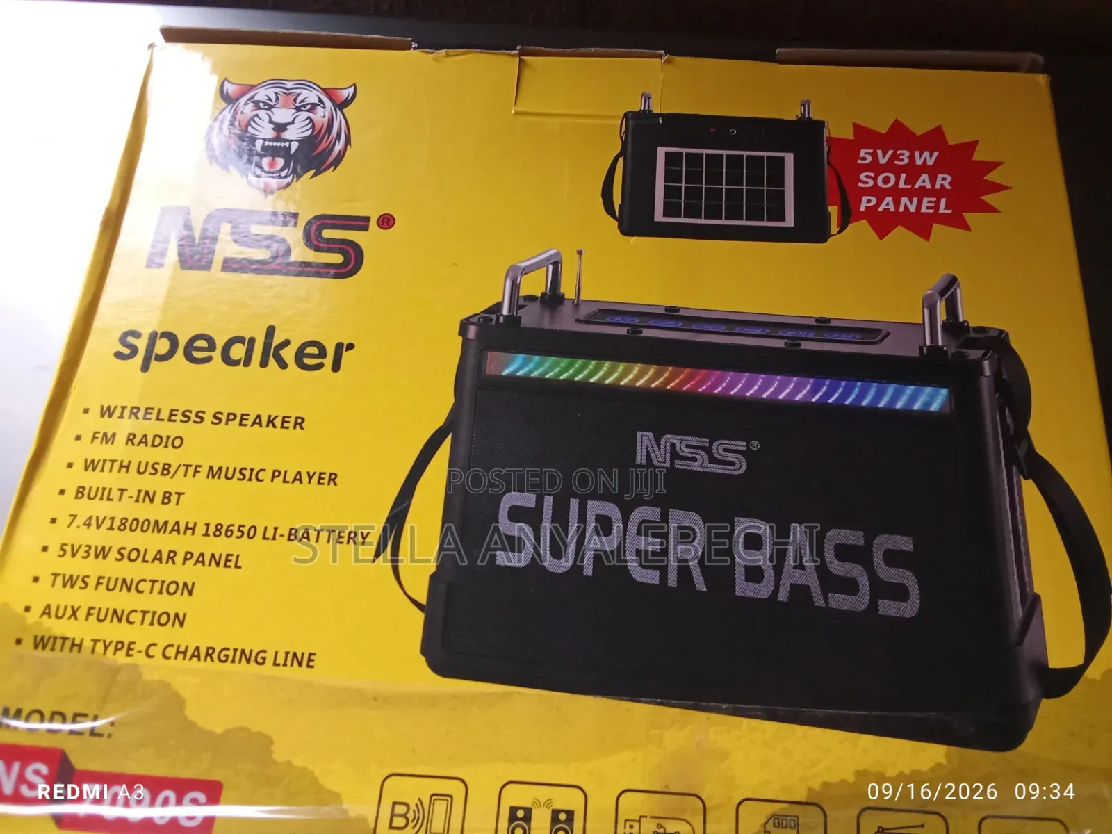 Solid Bass Bluetooth Rechargeable Wireless Speaker+ 3w Inbuilt Panel
