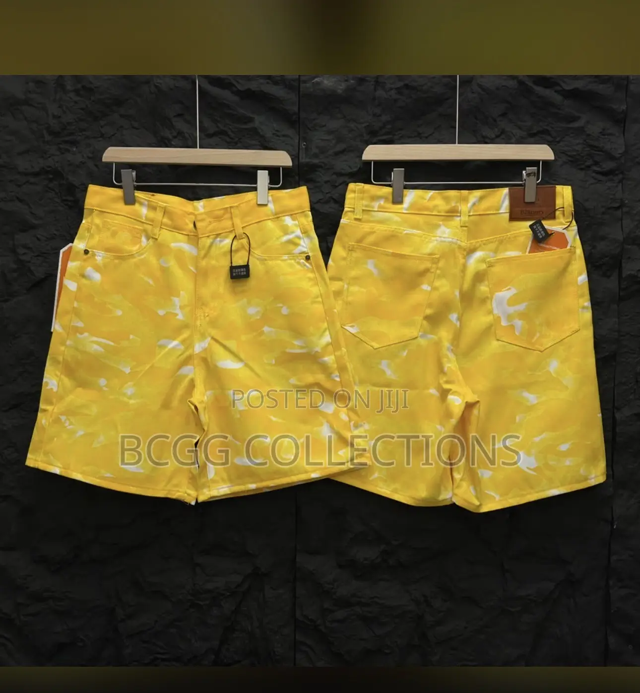 Designer Brushstroke Camo Denim Shorts