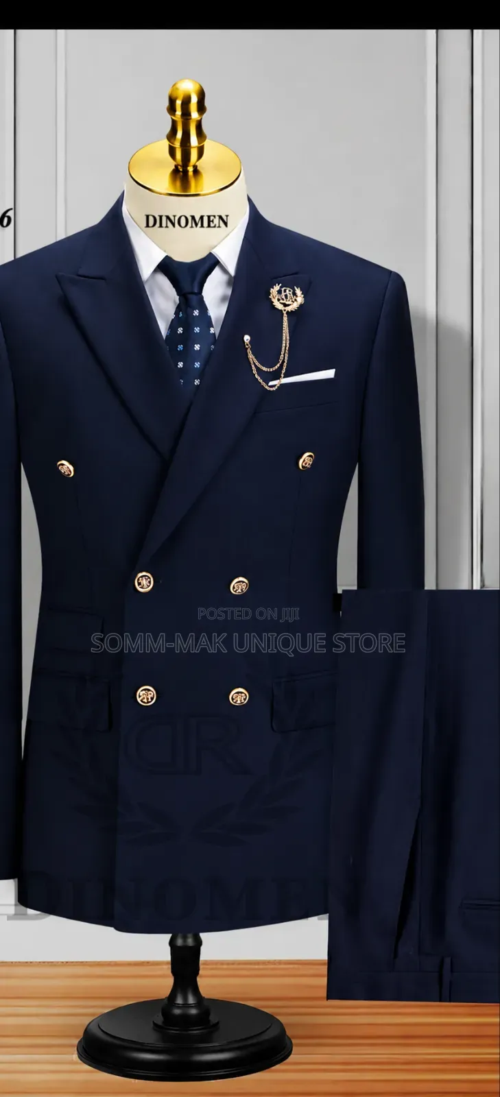 Men Fashion Double Breasted Shit 2pcs Set