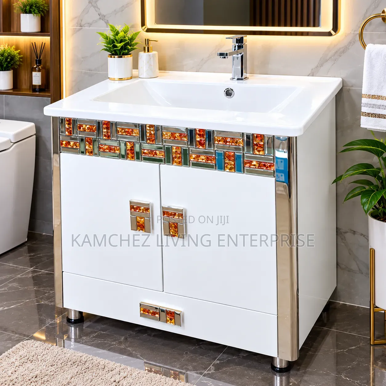 Luxury Bathroom Vanity With Ceramic Wash Hand Basin Complete Set Set