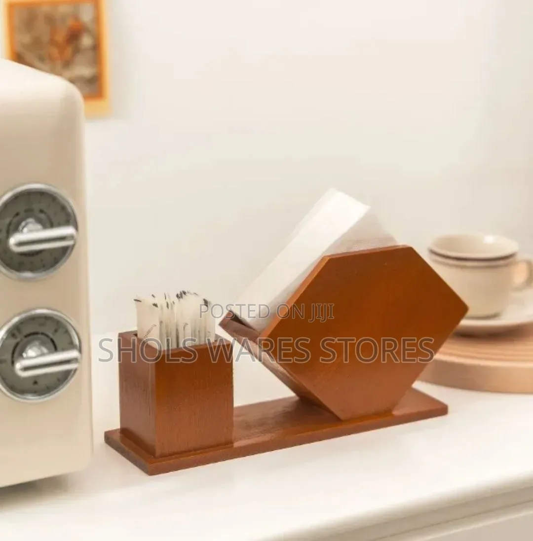 3-in-1 Bamboo Napkin Holder With Toothpick