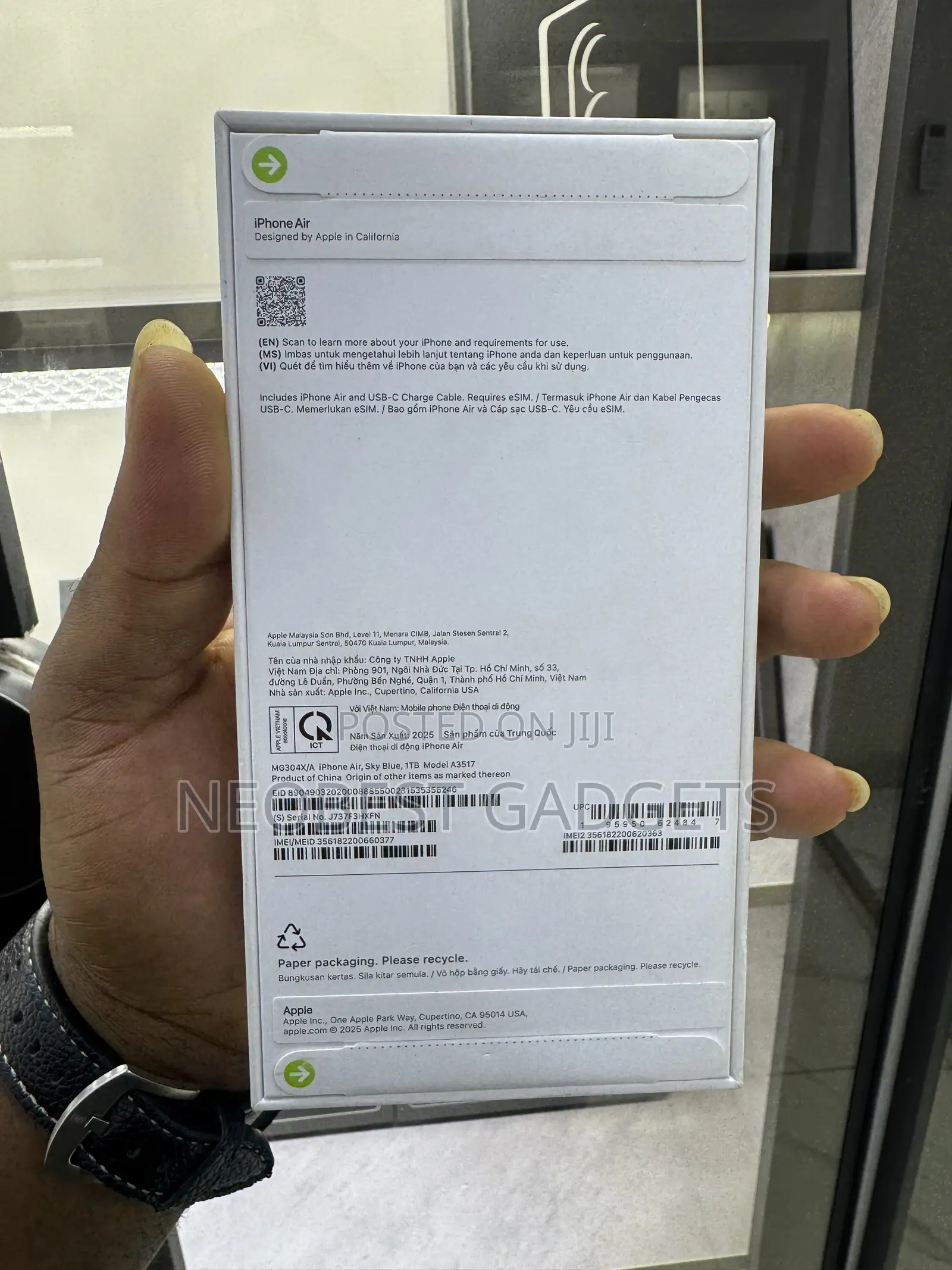 New Apple iPhone Air 1 TB Blue