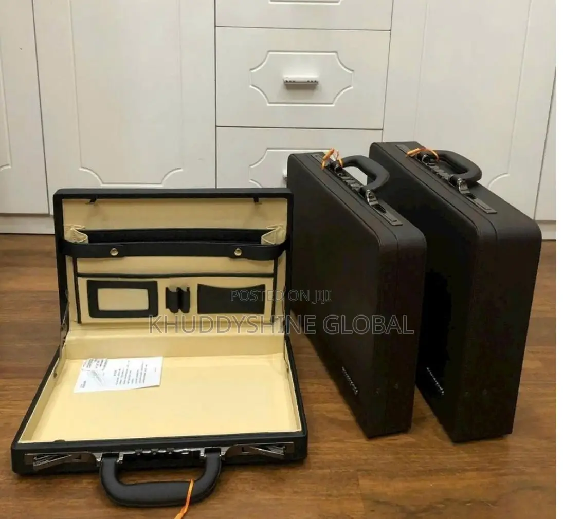 Briefcase With a Beige Organized Interior