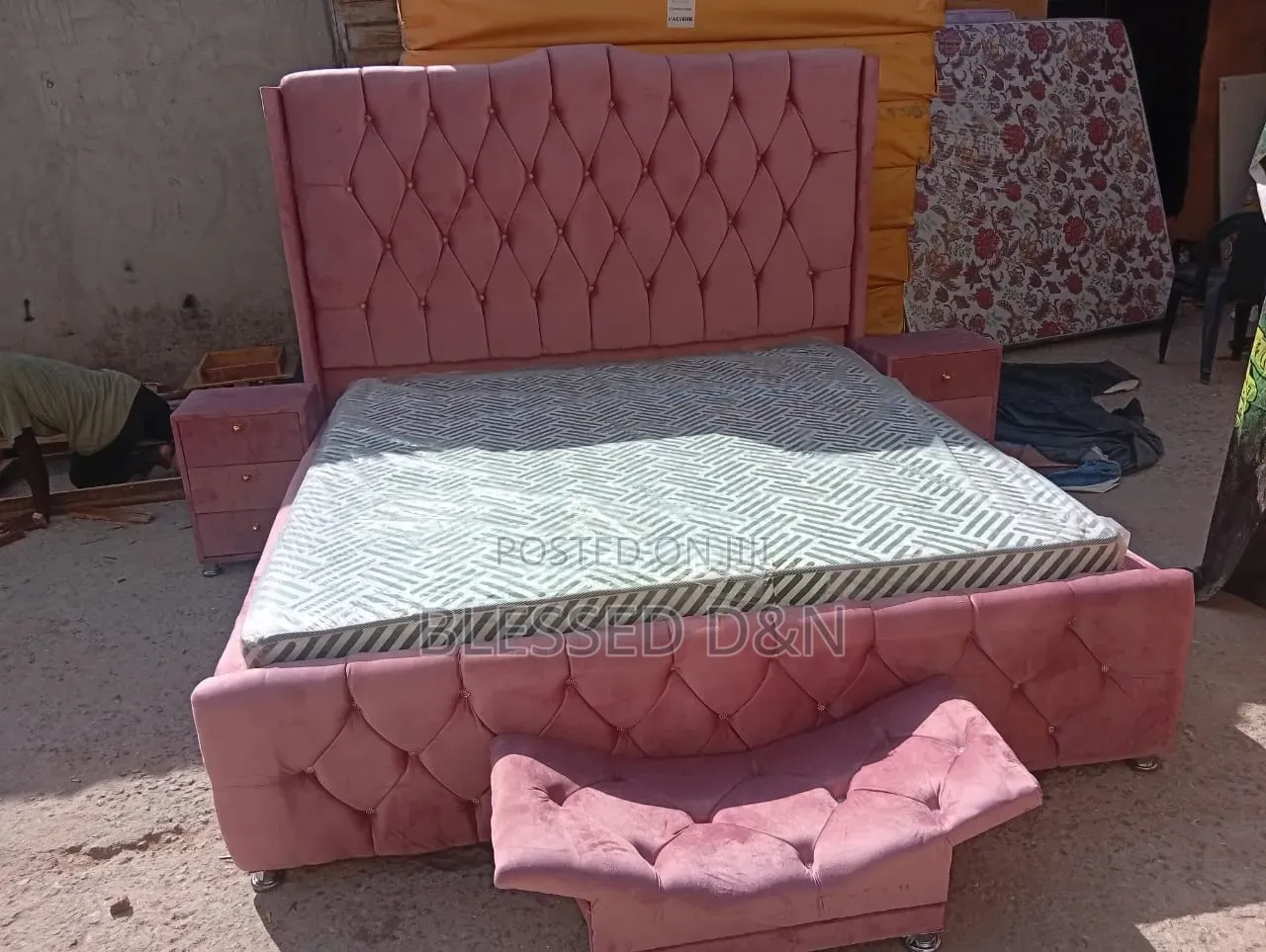 6/6 Quality Baby Pink Upholstery Padded Bed Frame