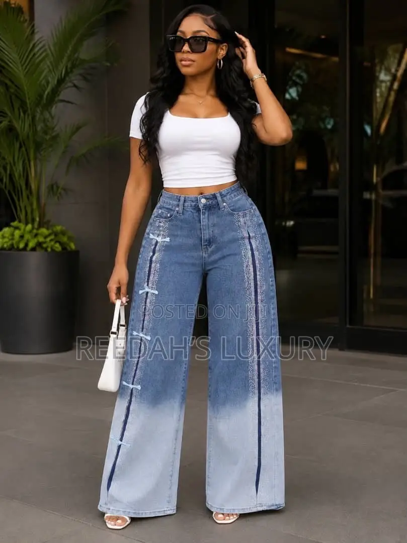Ombré Bow Accent Jean
