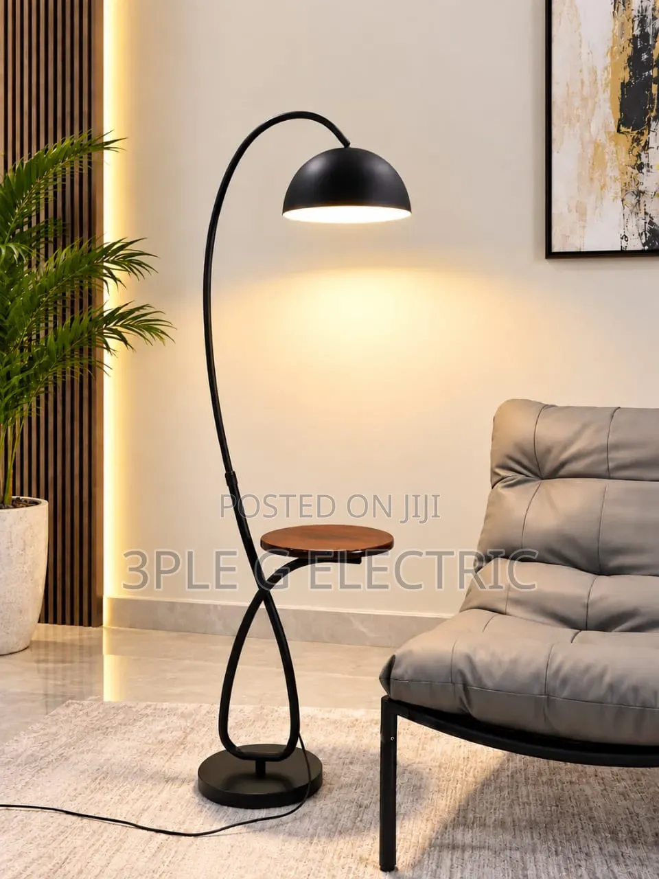 Black Floor Lamp With Table