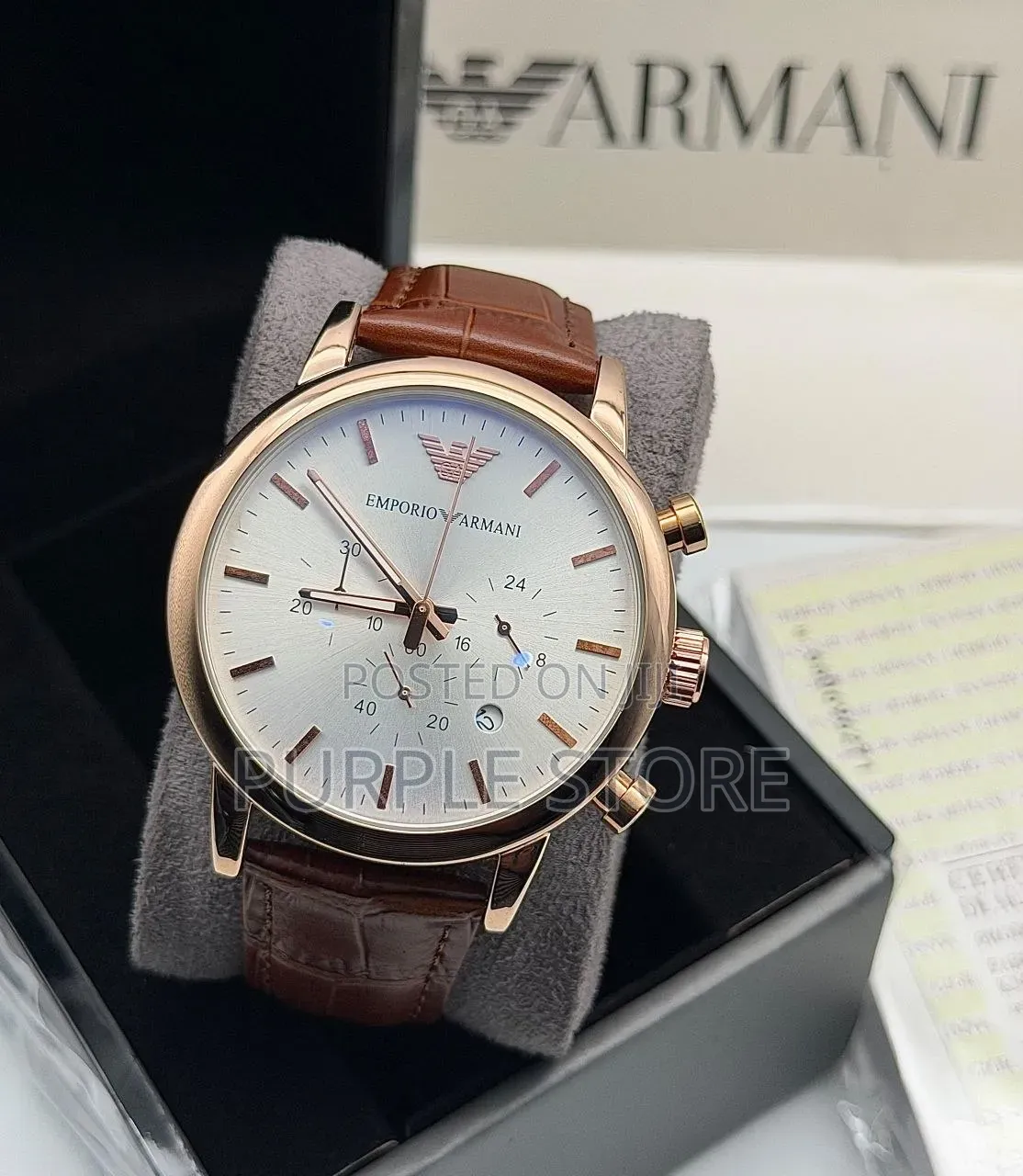 Emporio Armani Functional Chronograph Leather Watches for Men,