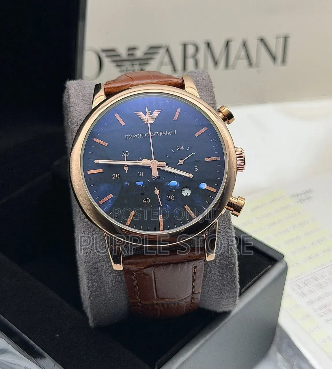 Emporio Armani Functional Chronograph Leather Watches for Men,