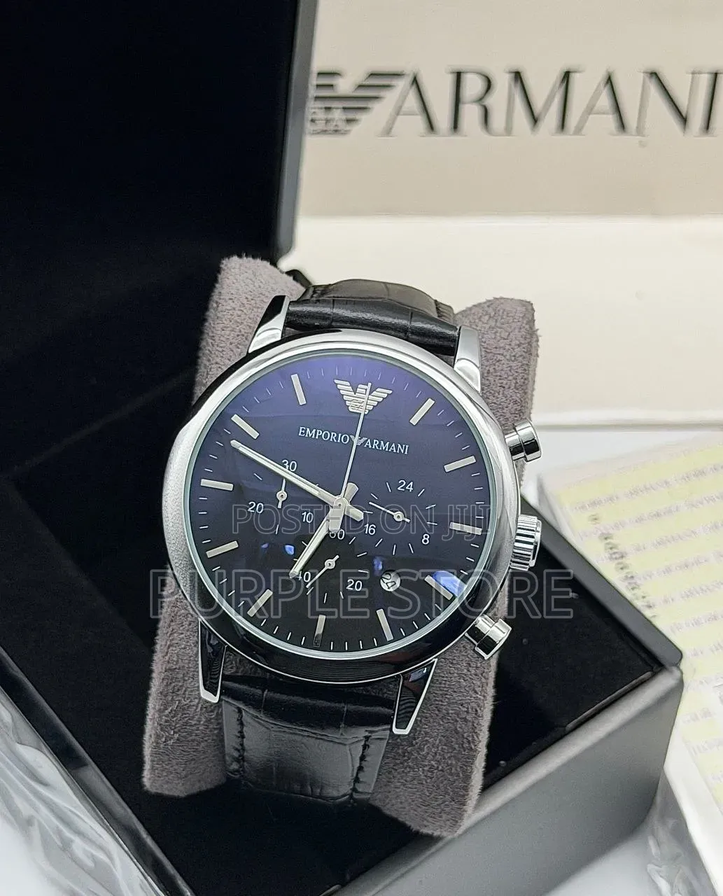 Emporio Armani Functional Chronograph Leather Watches for Men,