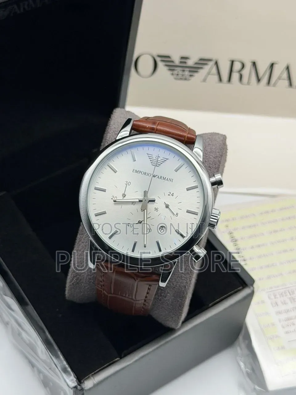 Emporio Armani Functional Chronograph Leather Watches for Men,