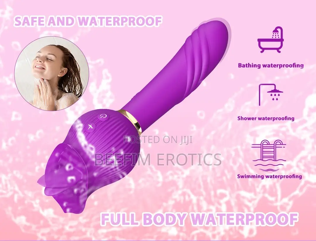 Rose Tongue Licking Telescopic Vibrator G-Spot Dildo True Tongue Vibra