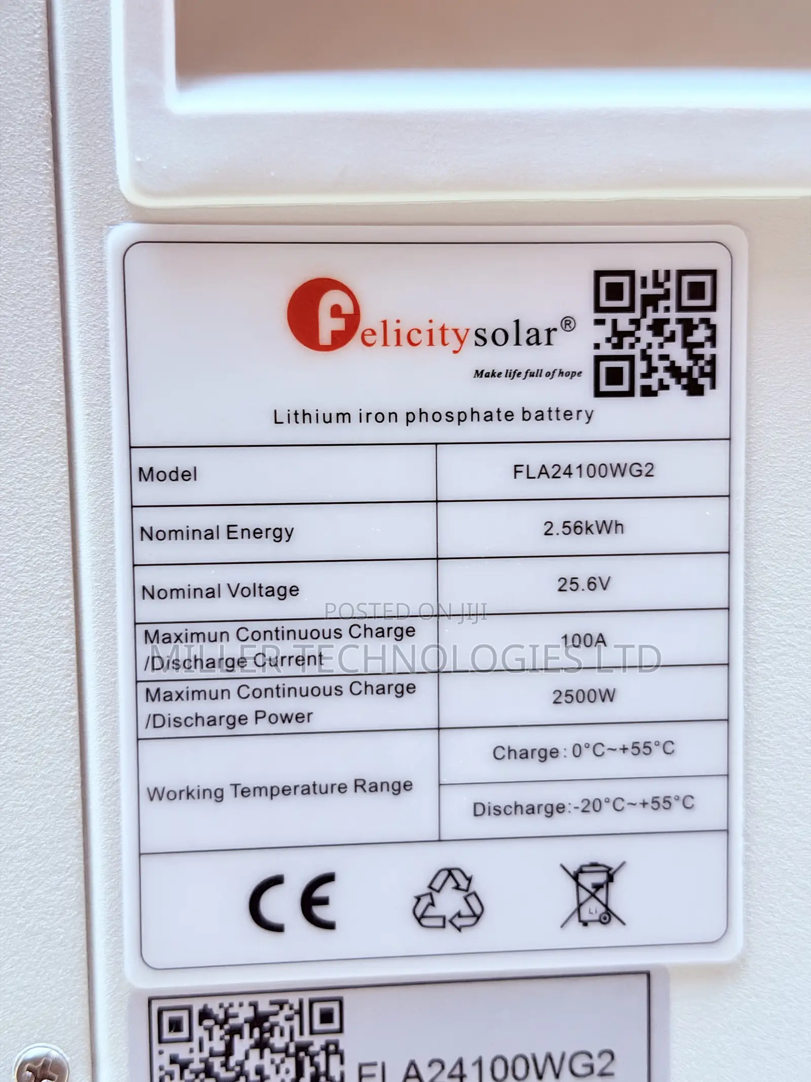Felicity Solar 2.5kWh Deep Cycle Lithium Battery