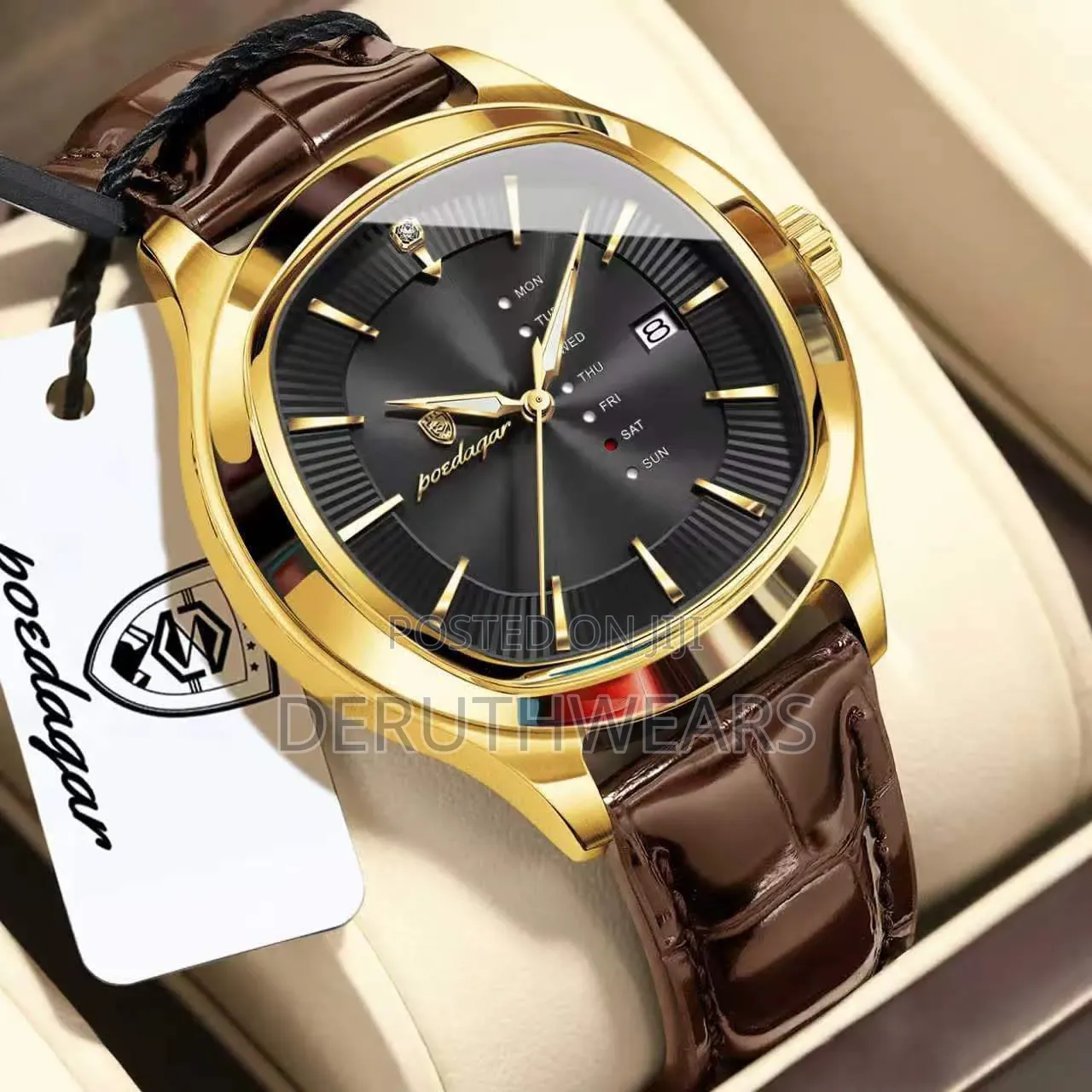 Poedagar Leather High Quality Unisex Watch