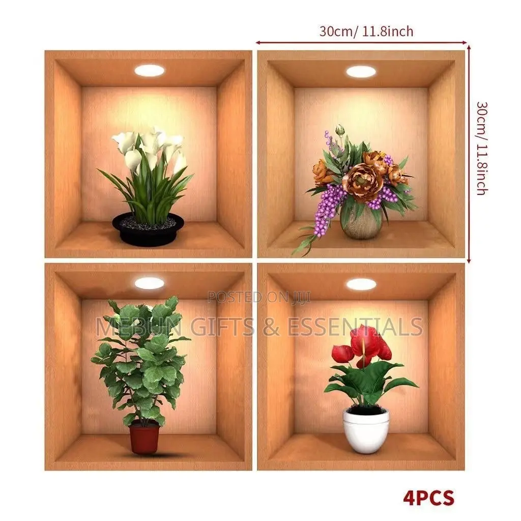 3D Flower Wall Sticker Decor (Pack of 4)