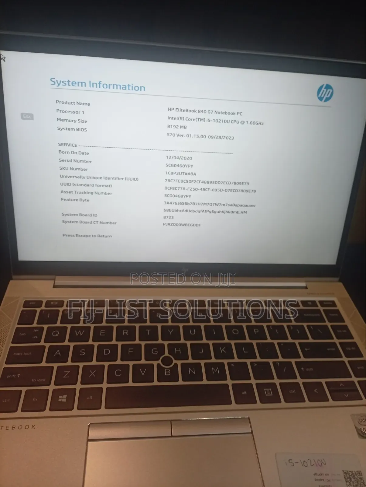 Laptop HP EliteBook 840 G7 8GB Intel Core i5 SSD 256GB