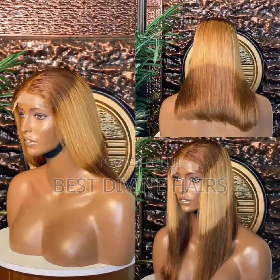 14 Inches Full Closure Bob Wig ( Get) Human Hair, in 3- Toned Colour