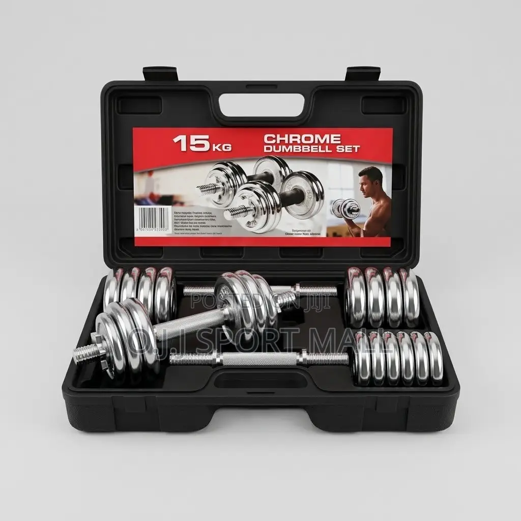 15KG Adjustable Chrome Dumbbell Set With Storage Box