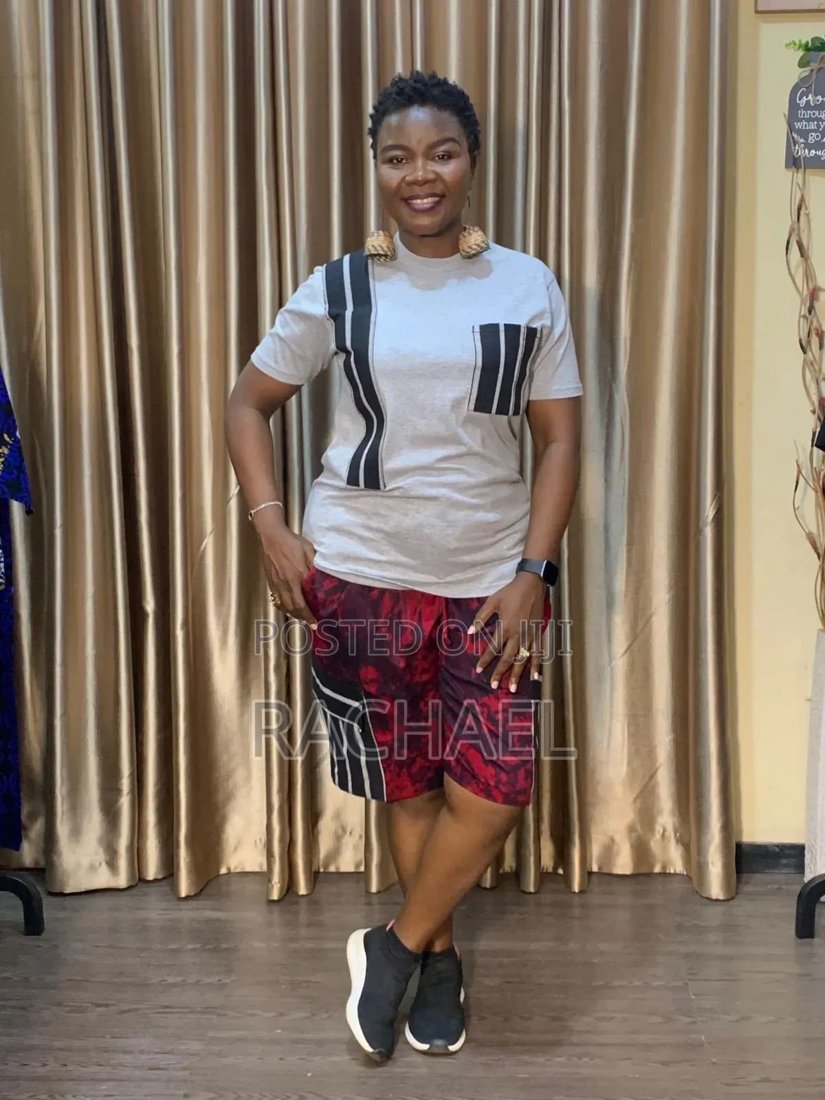 Lush Combo | Adire Cargo Shorts Aso Oke T-Shirt | Ready-to-Wear
