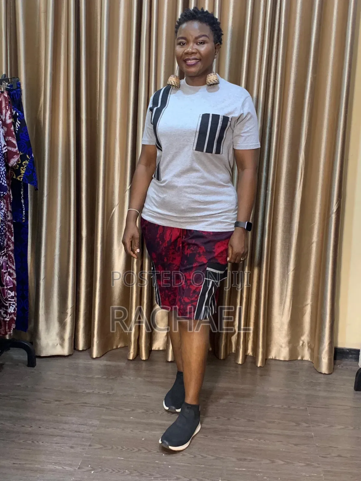 Lush Combo | Adire Cargo Shorts Aso Oke T-Shirt | Ready-to-Wear