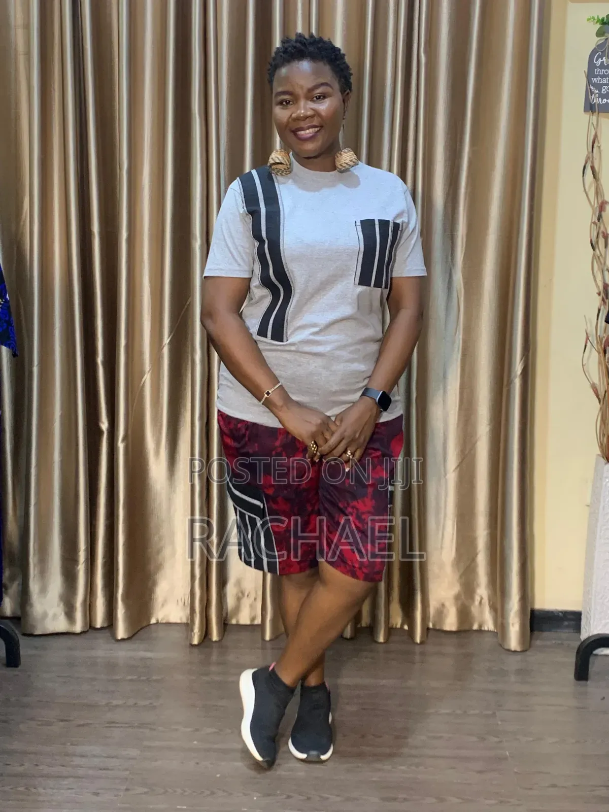 Lush Combo | Adire Cargo Shorts Aso Oke T-Shirt | Ready-to-Wear