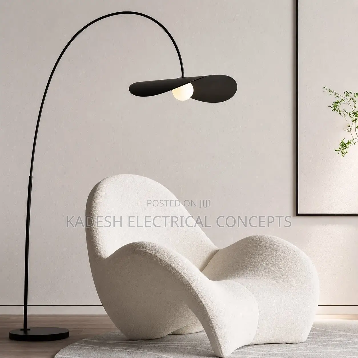 Nordic Minimalist Black LED MetalHat Lampshade FloorLamp Lustre Study