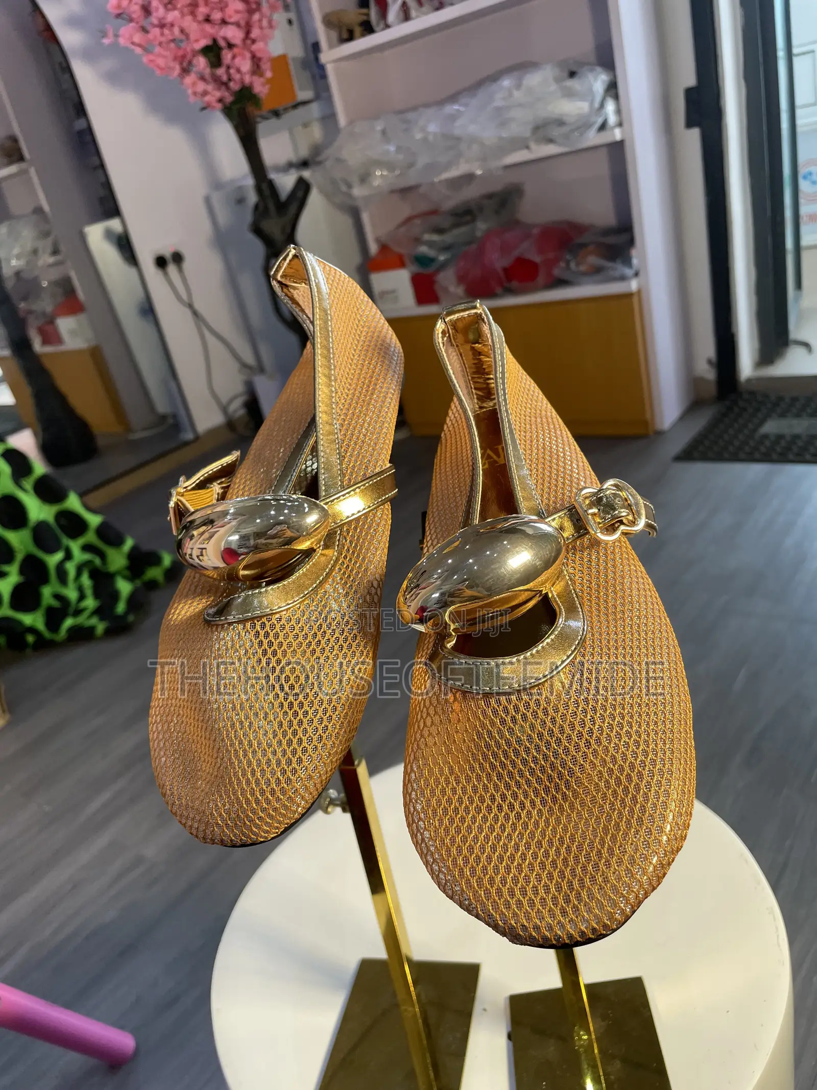 Brown With Gold Design Sandals